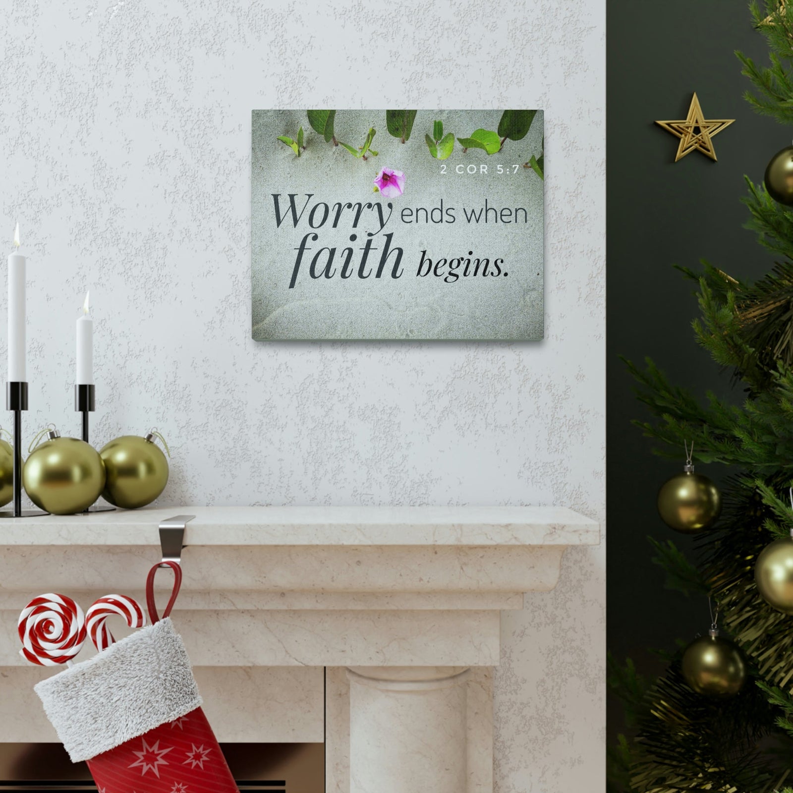 Scripture Walls Faith Begins 2 Corinthians 5:7 Gray Christian Wall Art Bible Verse Print Ready to Hang Unframed-Express Your Love Gifts