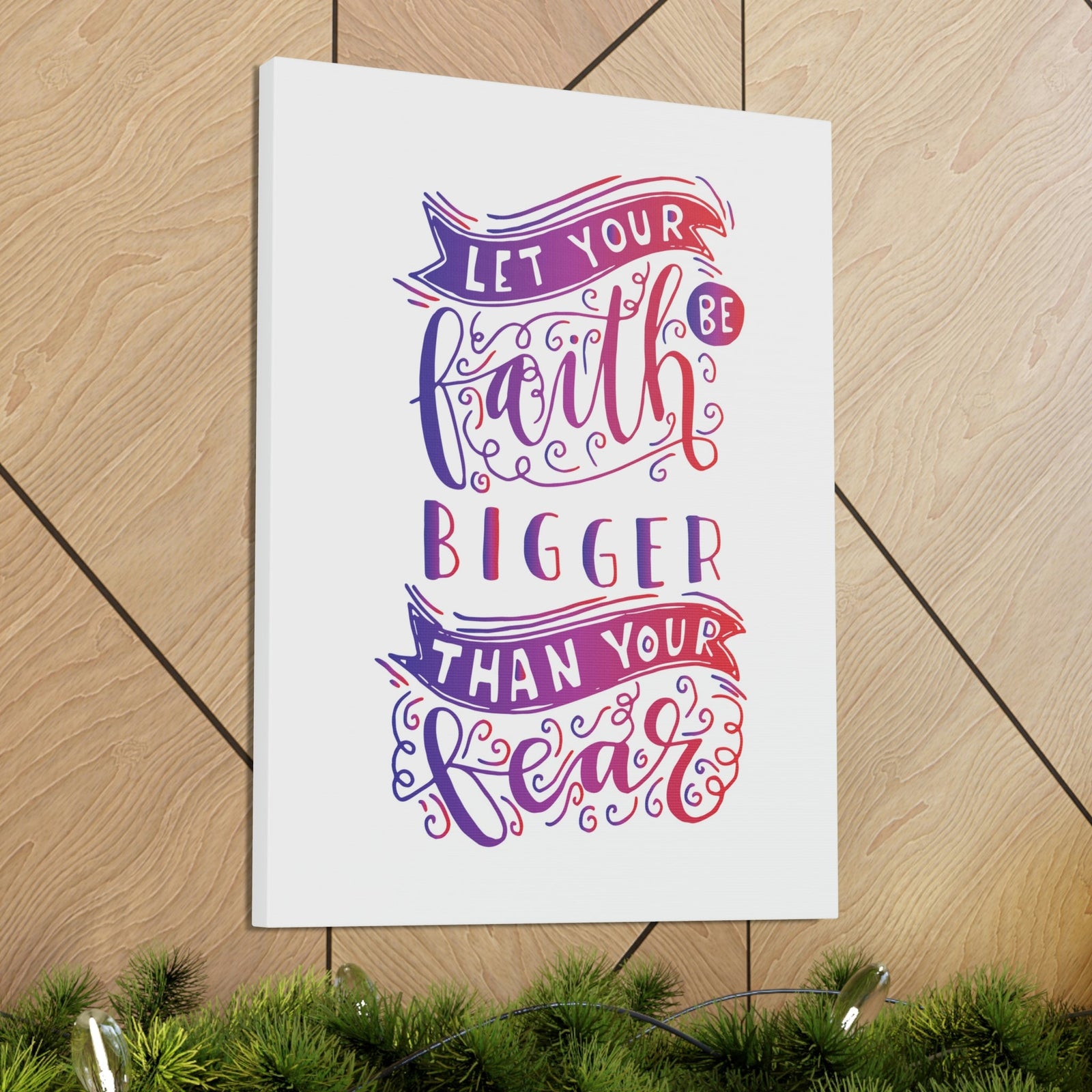Scripture Walls Faith Bigger Than Your Fear Isaiah 41:10 Pink Christian Wall Art Bible Verse Print Ready to Hang Unframed-Express Your Love Gifts