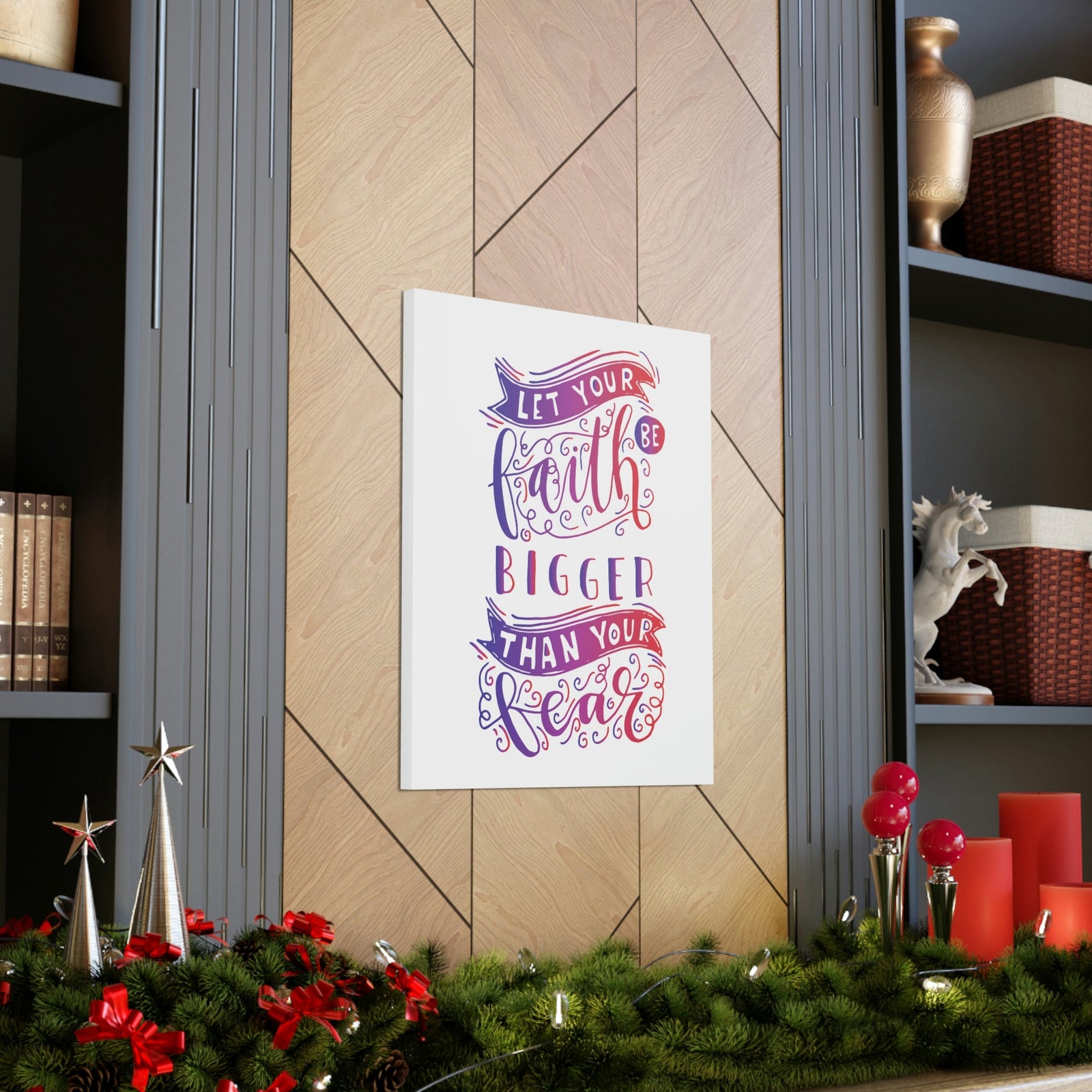 Scripture Walls Faith Bigger Than Your Fear Isaiah 41:10 Pink Christian Wall Art Bible Verse Print Ready to Hang Unframed-Express Your Love Gifts
