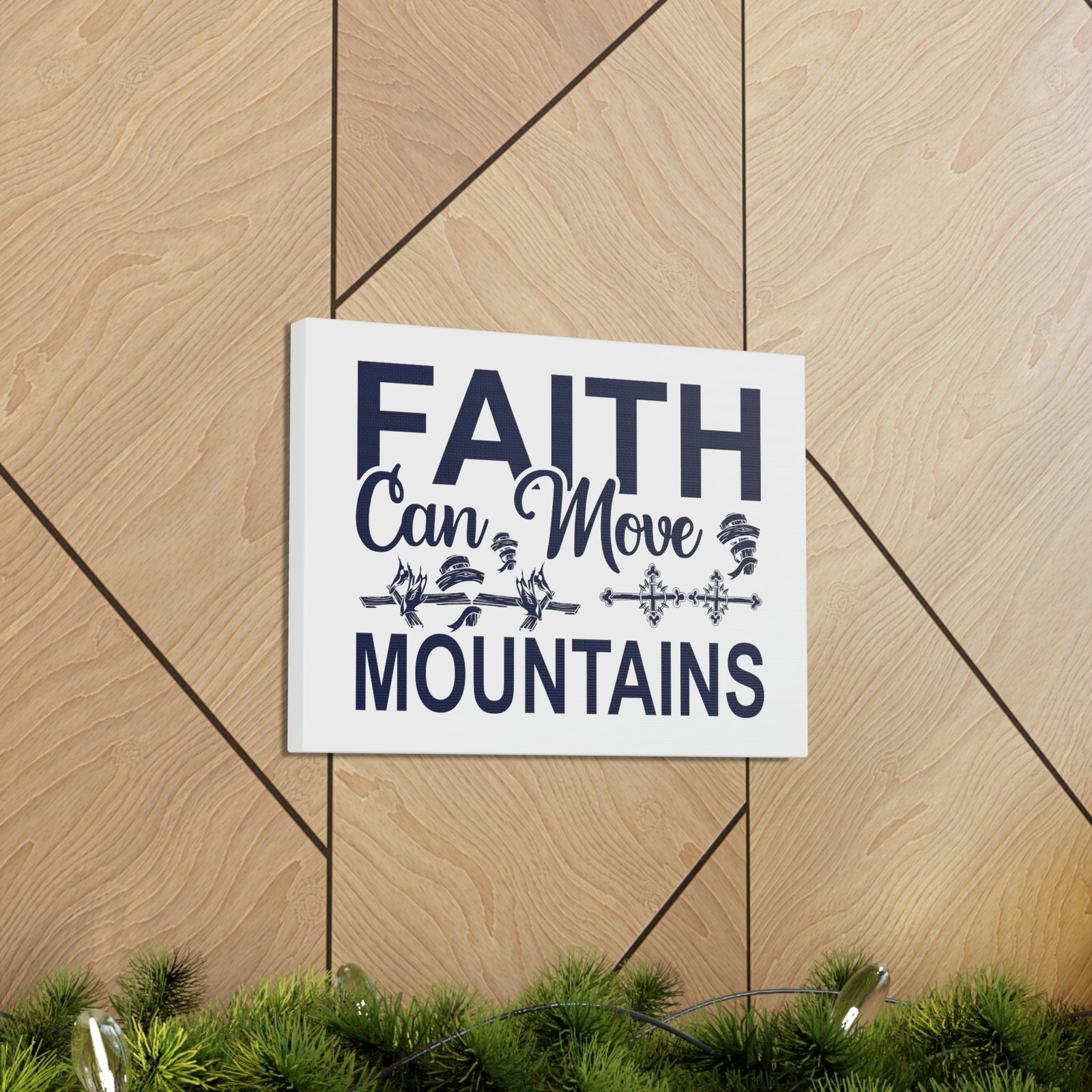Scripture Walls Faith Can Move Mountains Matthew 17:20 Cross Christian Wall Art Print Ready to Hang Unframed-Express Your Love Gifts