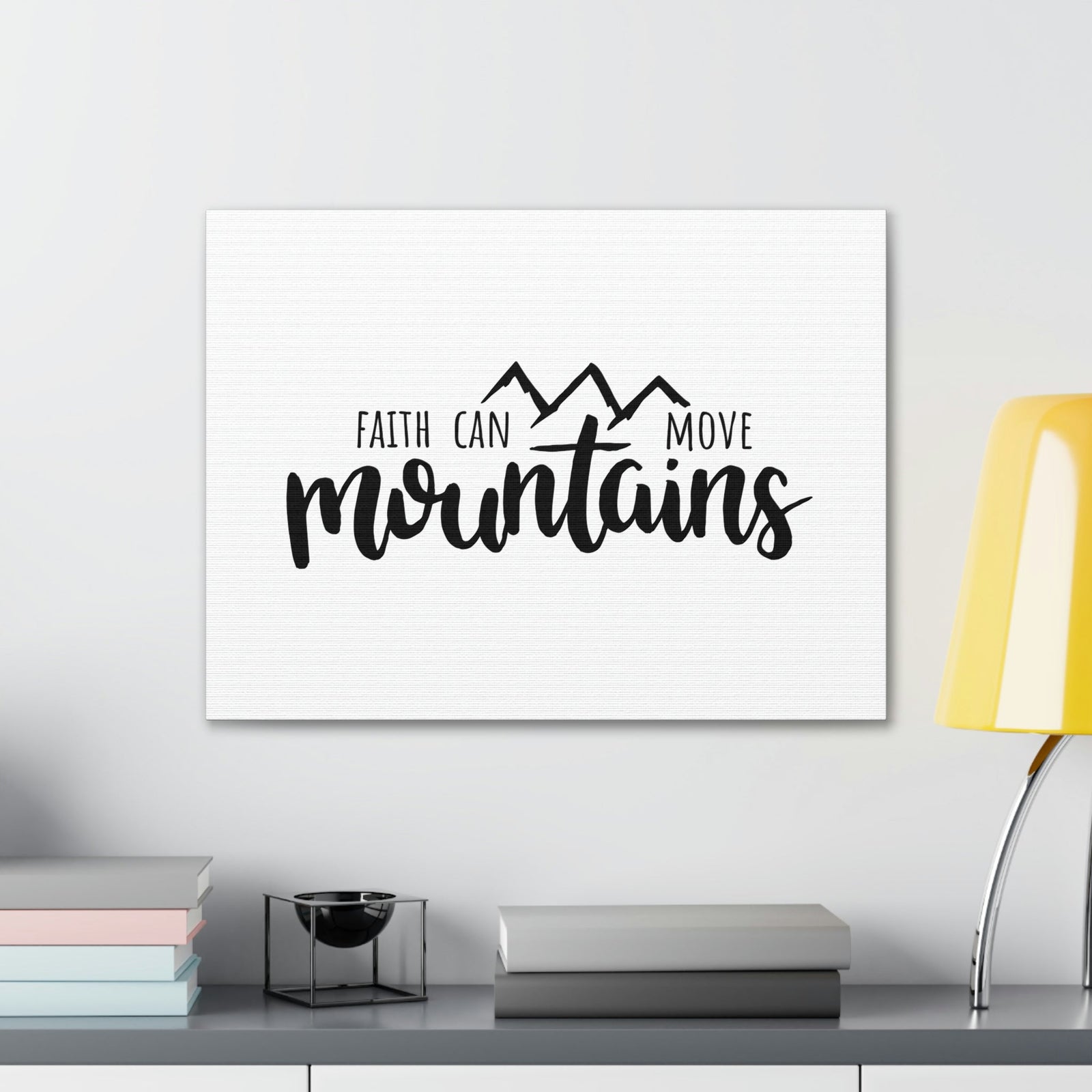 Scripture Walls Faith Can Move Mountains Matthew 21:21 Black Christian Wall Art Bible Verse Print Ready to Hang Unframed-Express Your Love Gifts