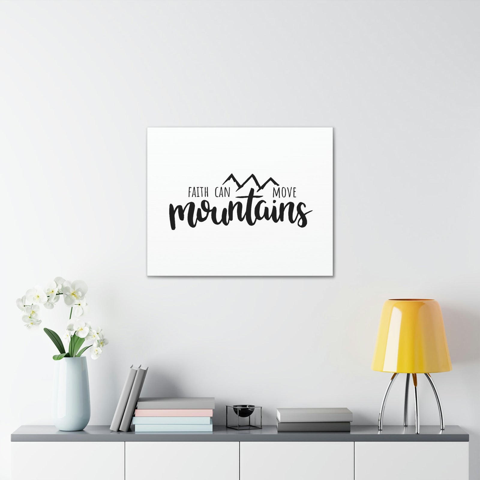 Scripture Walls Faith Can Move Mountains Matthew 21:21 Black Christian Wall Art Bible Verse Print Ready to Hang Unframed-Express Your Love Gifts