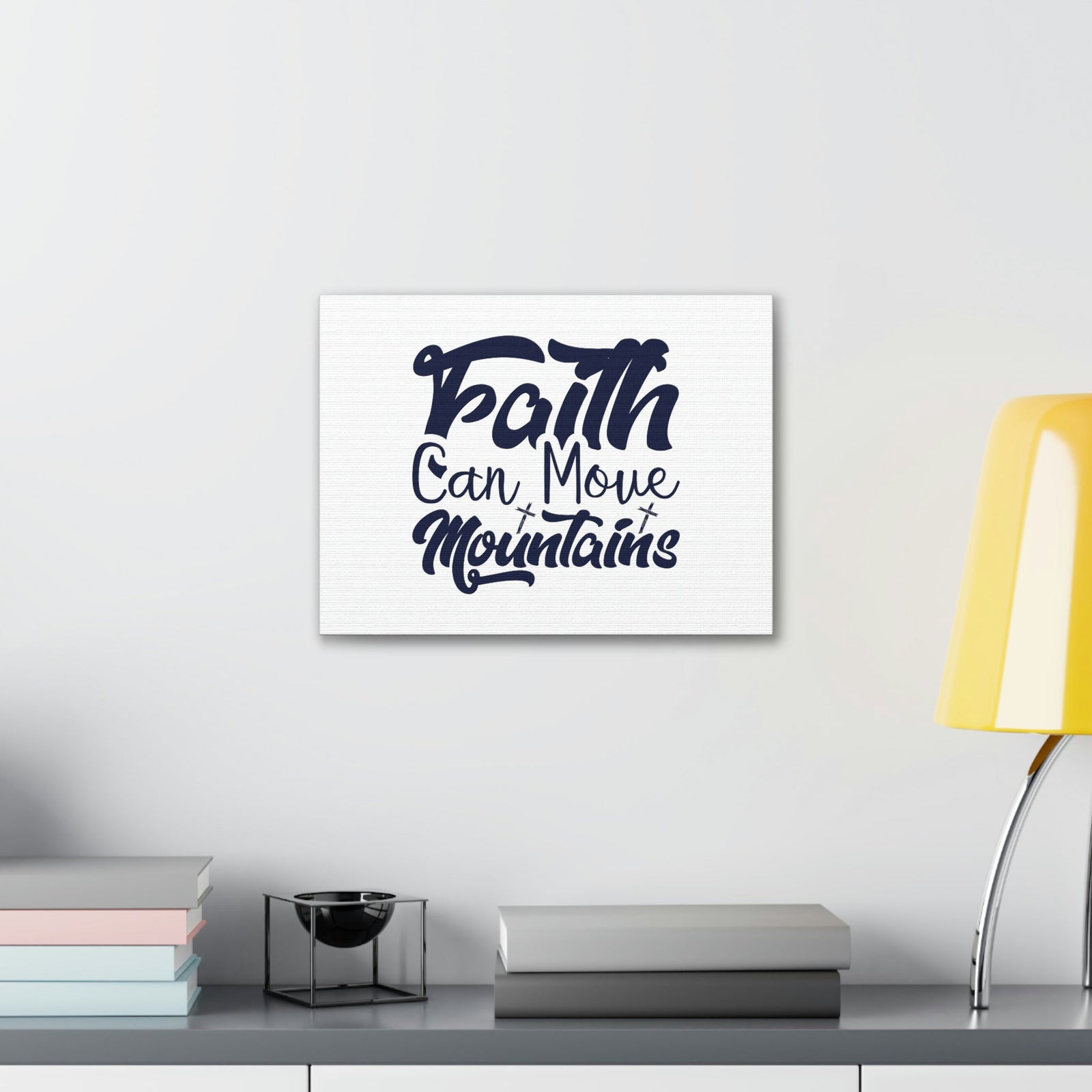 Scripture Walls Faith Can Move Mountains Matthew 21:21 Blue Letters Christian Wall Art Bible Verse Print Ready to Hang Unframed-Express Your Love Gifts