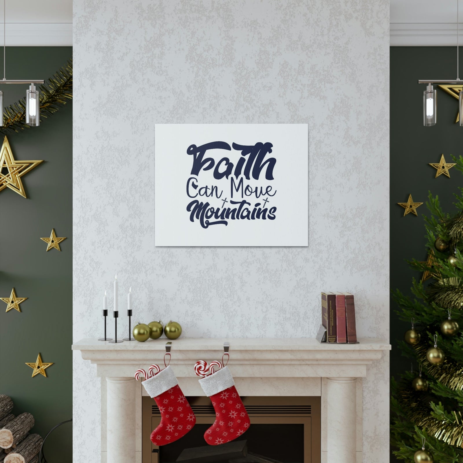 Scripture Walls Faith Can Move Mountains Matthew 21:21 Blue Letters Christian Wall Art Bible Verse Print Ready to Hang Unframed-Express Your Love Gifts