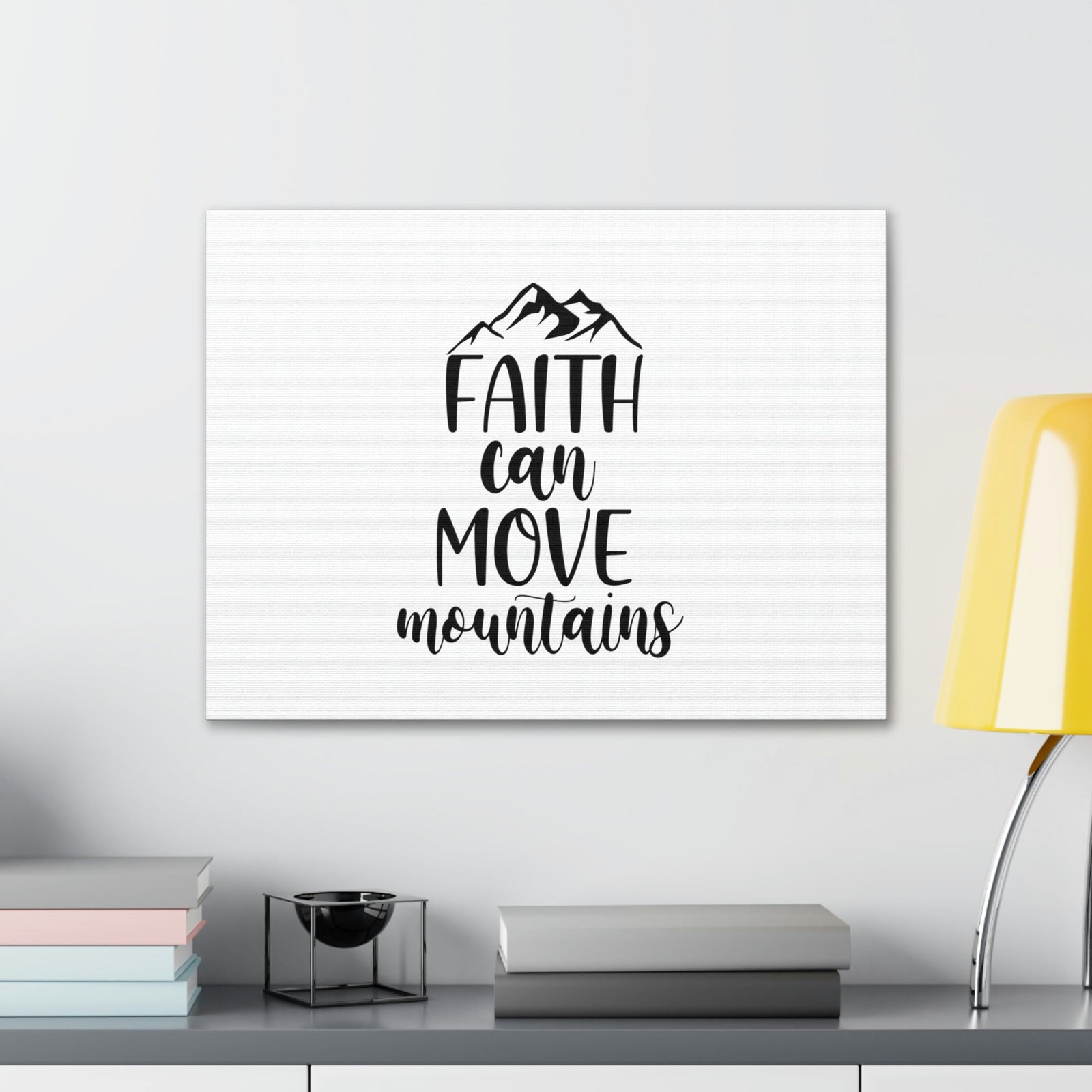 Scripture Walls Faith Can Move Mountains Matthew 21:21 White Christian Wall Art Bible Verse Print Ready to Hang Unframed-Express Your Love Gifts