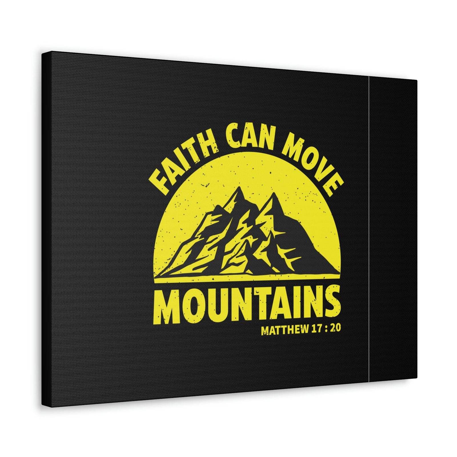 Scripture Walls Faith Can Move Mountains Matthew 21:21 Yellow Christian Wall Art Bible Verse Print Ready to Hang Unframed-Express Your Love Gifts