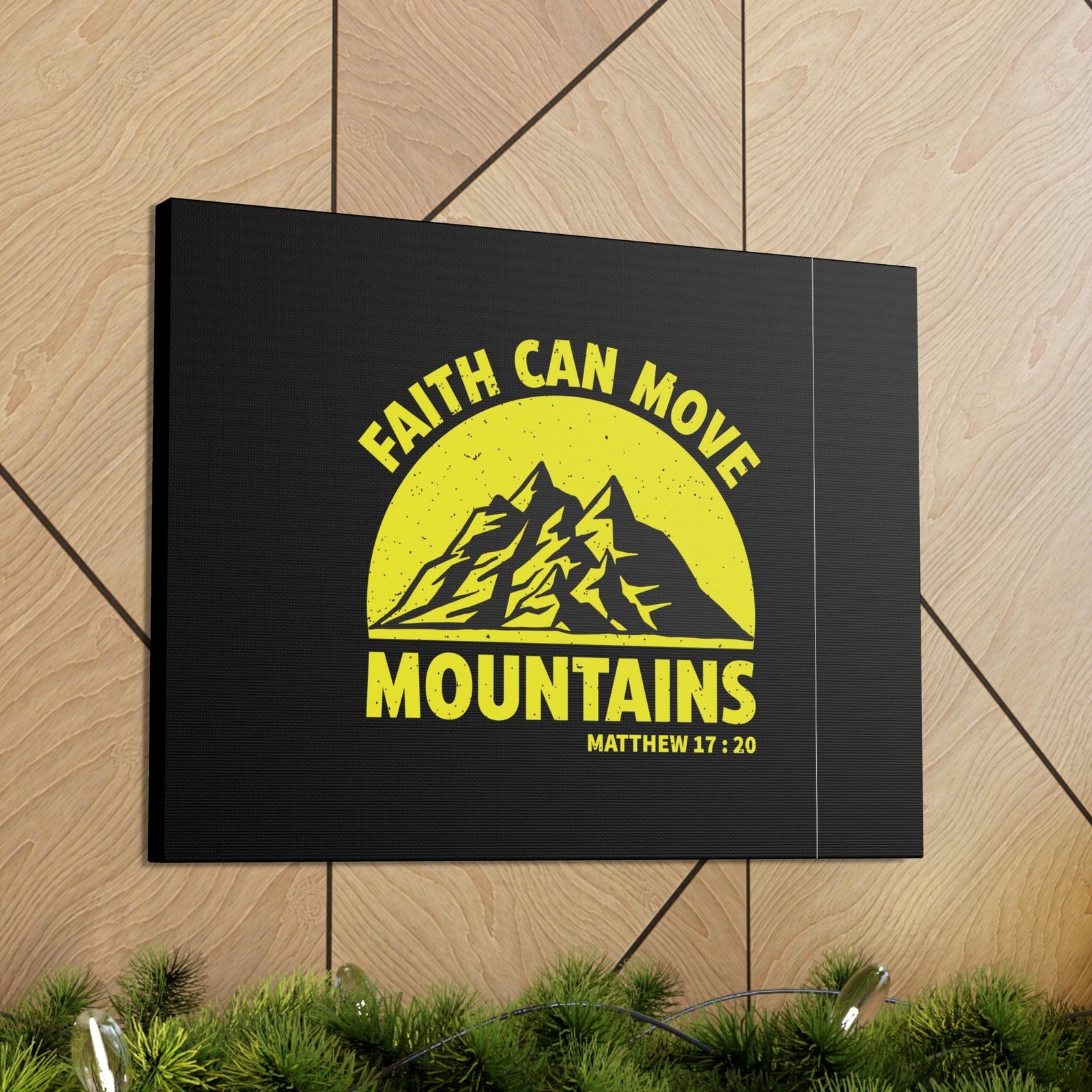 Scripture Walls Faith Can Move Mountains Matthew 21:21 Yellow Christian Wall Art Bible Verse Print Ready to Hang Unframed-Express Your Love Gifts