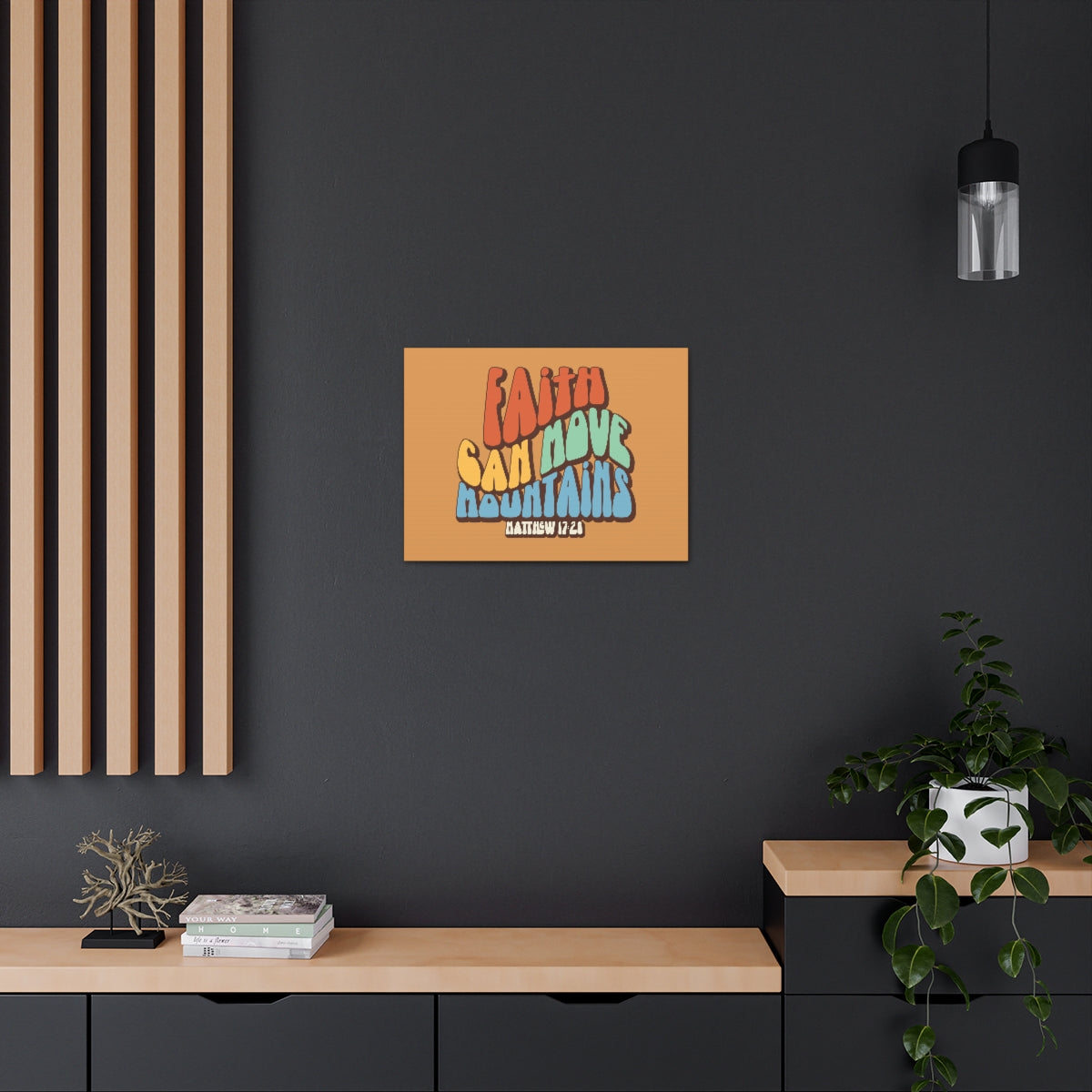 Scripture Walls Faith Can Move Mountains Orange Matthew 17:20 Bible Verse Canvas Christian Wall Art Ready to Hang Unframed-Express Your Love Gifts
