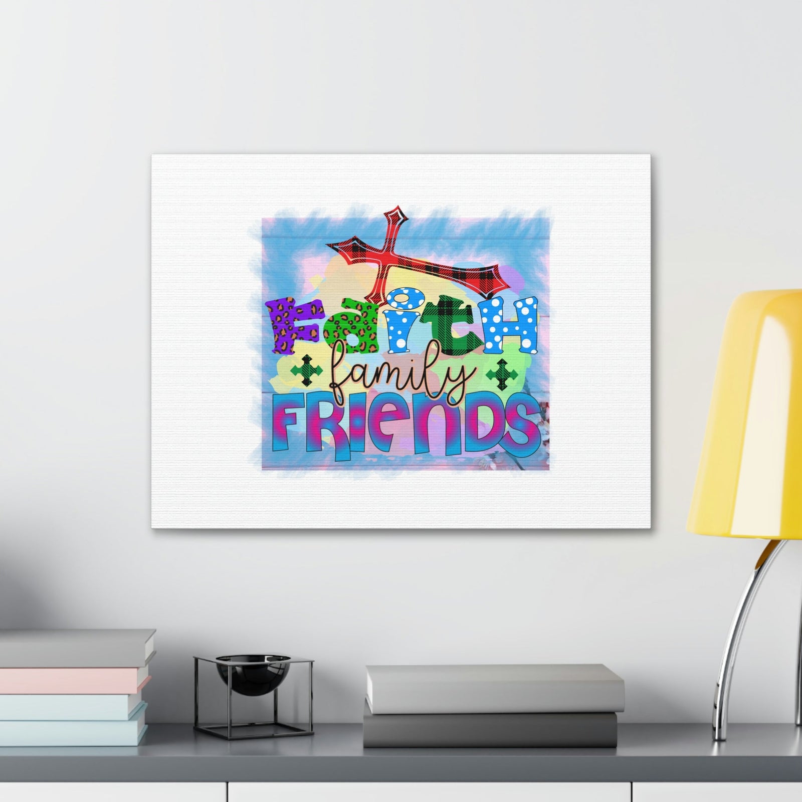 Scripture Walls Faith, Family, Friends Proverbs 27:17 Red Cross Christian Wall Art Bible Verse Print Ready to Hang Unframed-Express Your Love Gifts