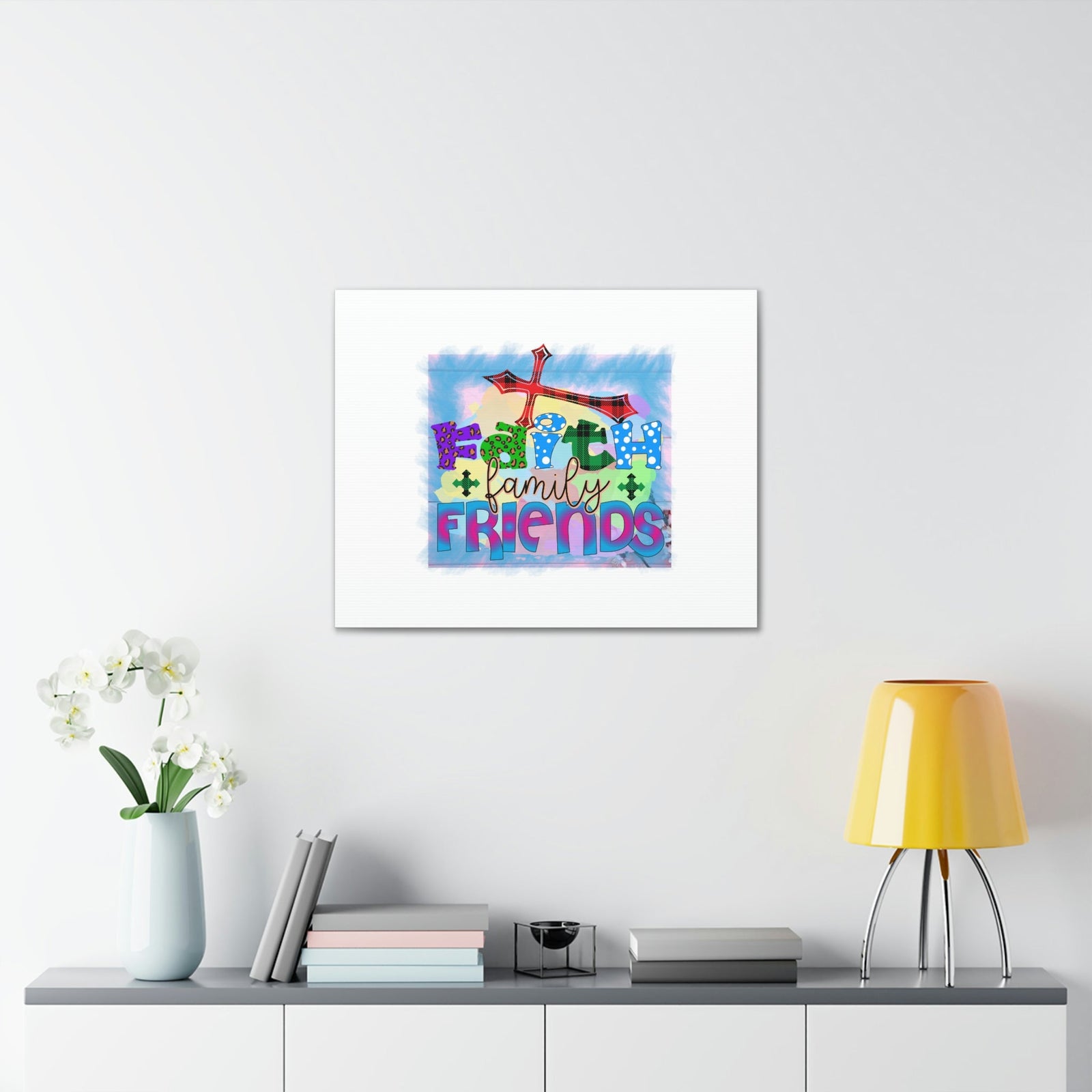 Scripture Walls Faith, Family, Friends Proverbs 27:17 Red Cross Christian Wall Art Bible Verse Print Ready to Hang Unframed-Express Your Love Gifts
