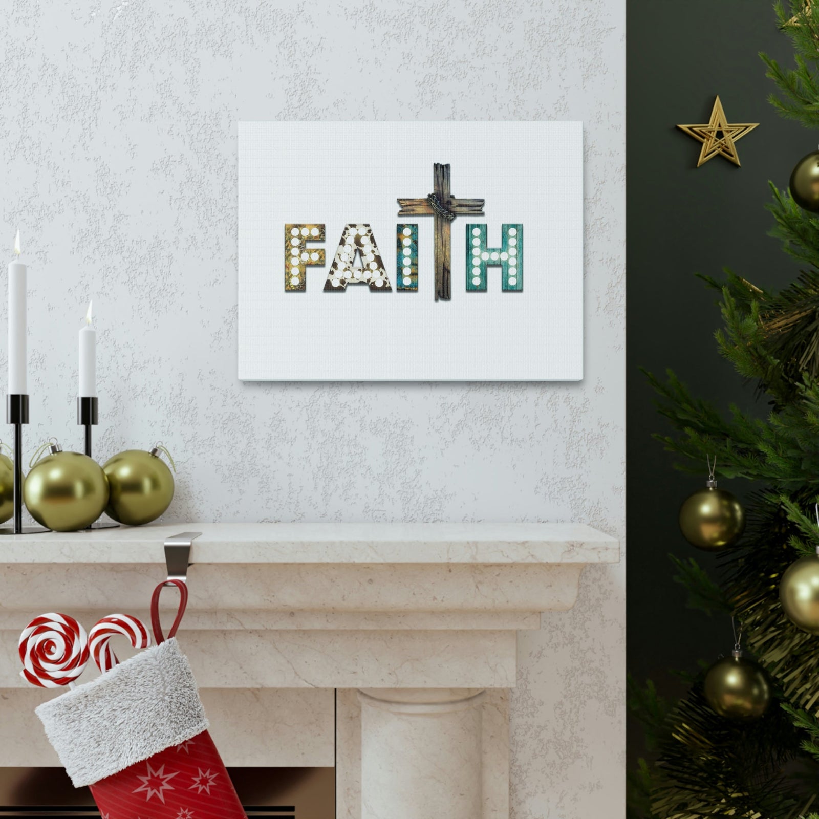 Scripture Walls Faith Hebrews 11:1 Cross Lights Christian Wall Art Bible Verse Print Ready to Hang Unframed-Express Your Love Gifts