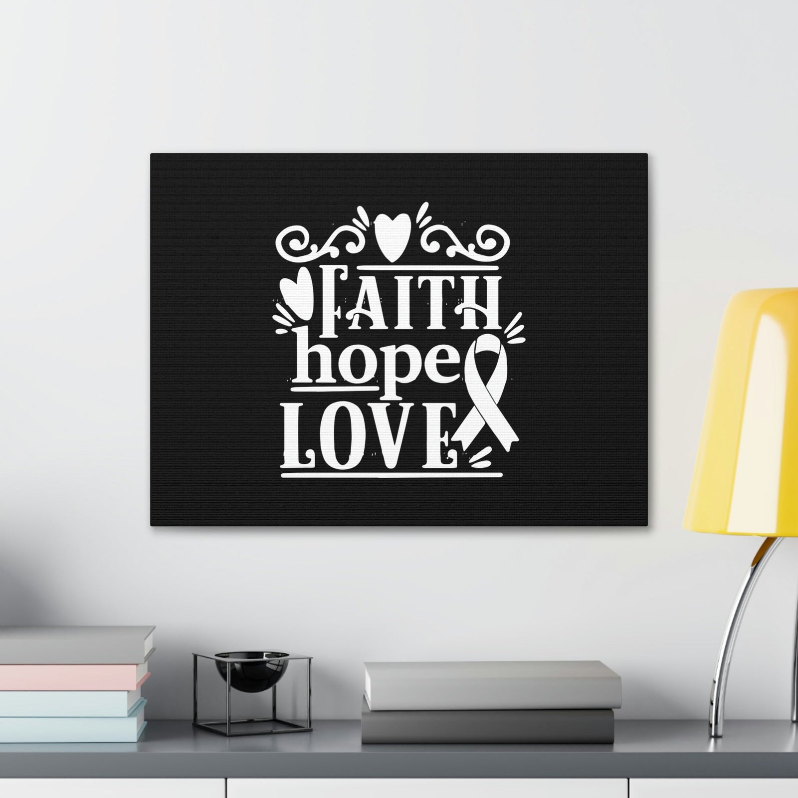 Scripture Walls Faith, Hope And Love 1 Corinthians 13:13 Ribbon & Heart Christian Wall Art Bible Verse Print Ready to Hang Unframed-Express Your Love Gifts