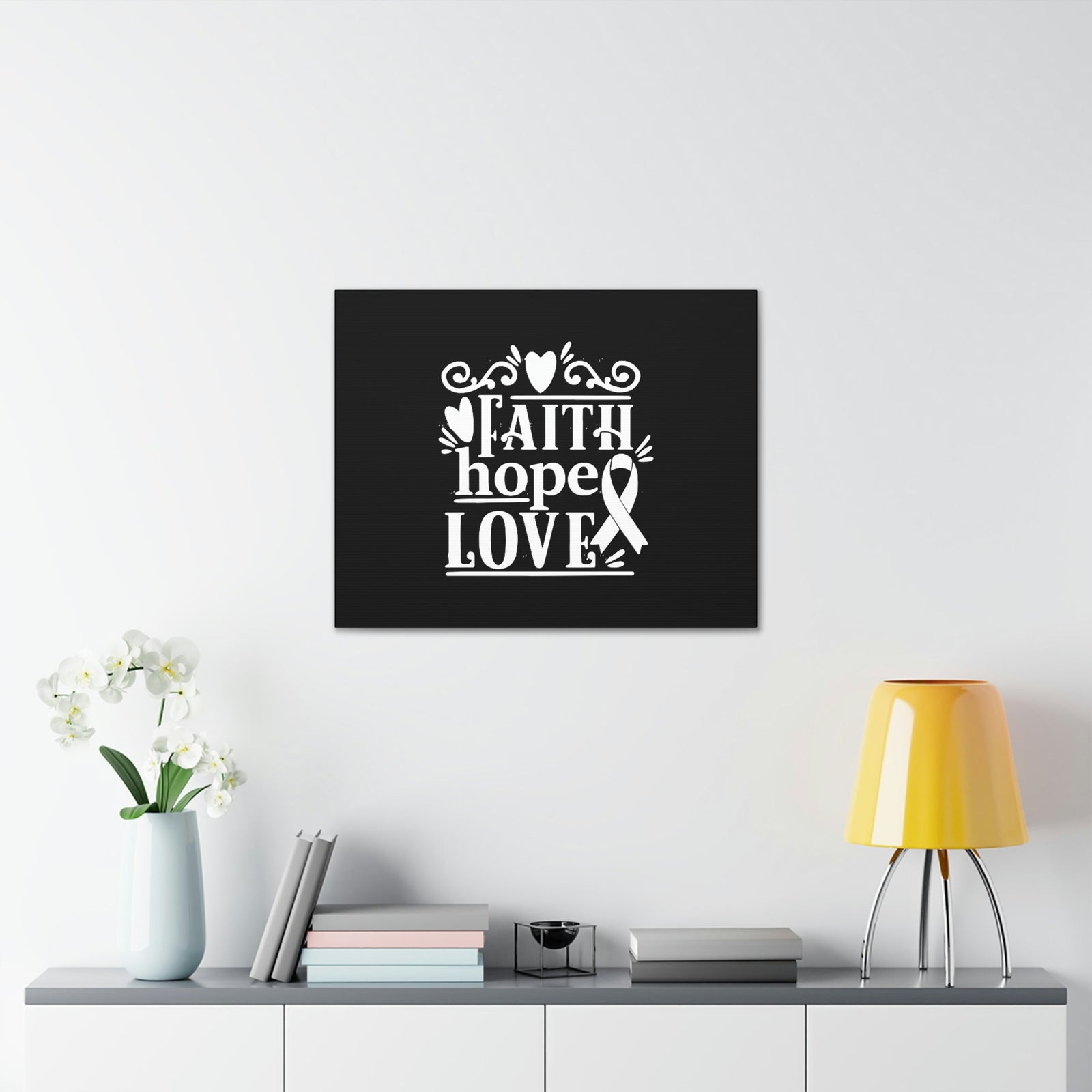 Scripture Walls Faith, Hope And Love 1 Corinthians 13:13 Ribbon & Heart Christian Wall Art Bible Verse Print Ready to Hang Unframed-Express Your Love Gifts