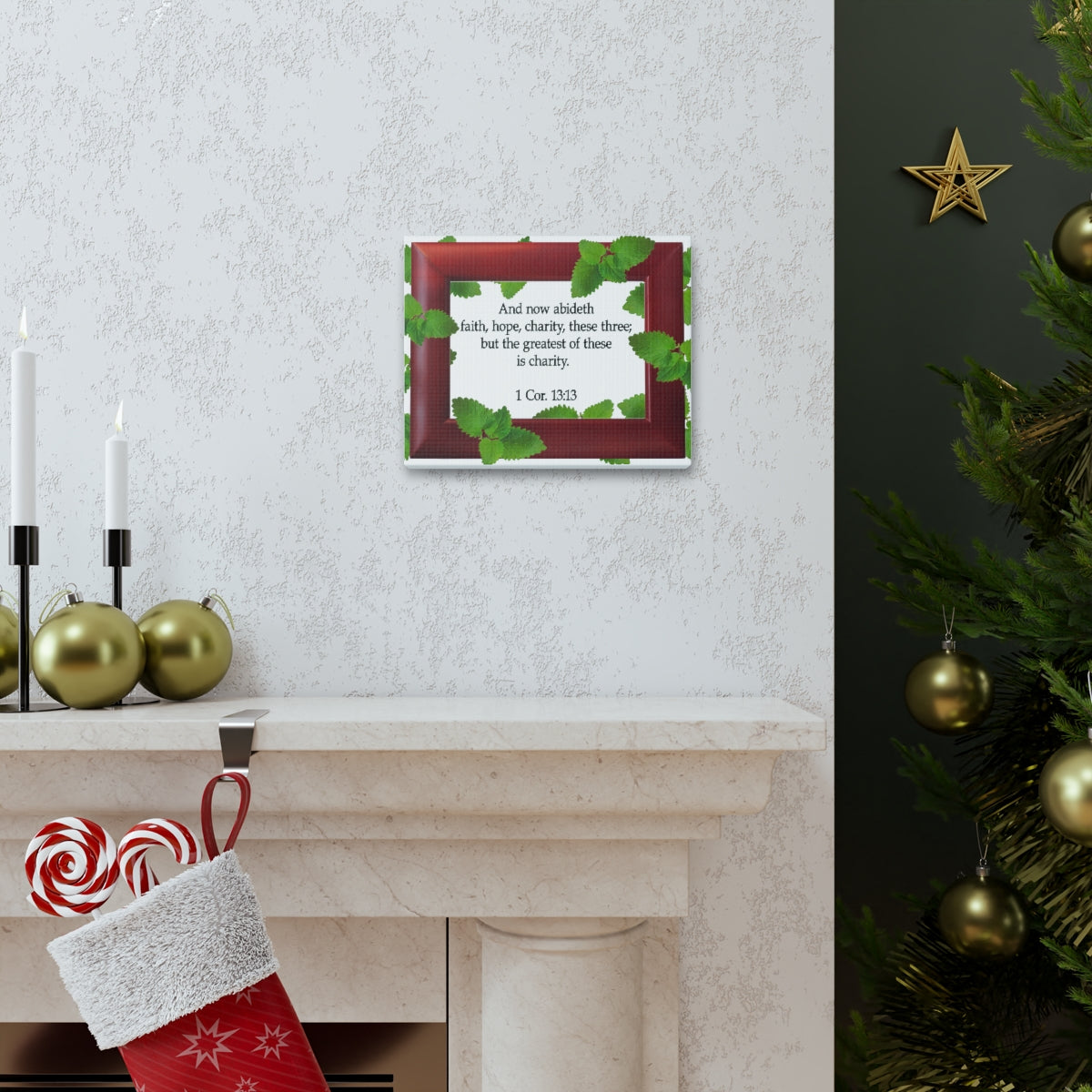 Scripture Walls Faith Hope Charity 1 Corinthians 13:13 Bible Verse Canvas Christian Wall Art Bible Verse Print Ready To Hang Unframed-Express Your Love Gifts