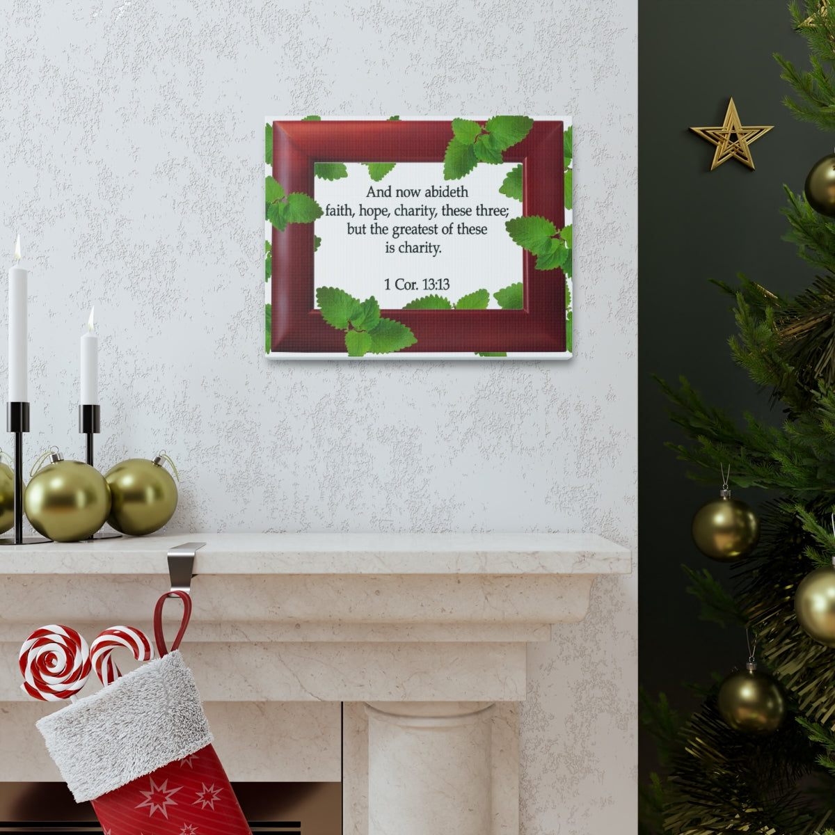 Scripture Walls Faith Hope Charity 1 Corinthians 13:13 Bible Verse Canvas Christian Wall Art Bible Verse Print Ready To Hang Unframed-Express Your Love Gifts