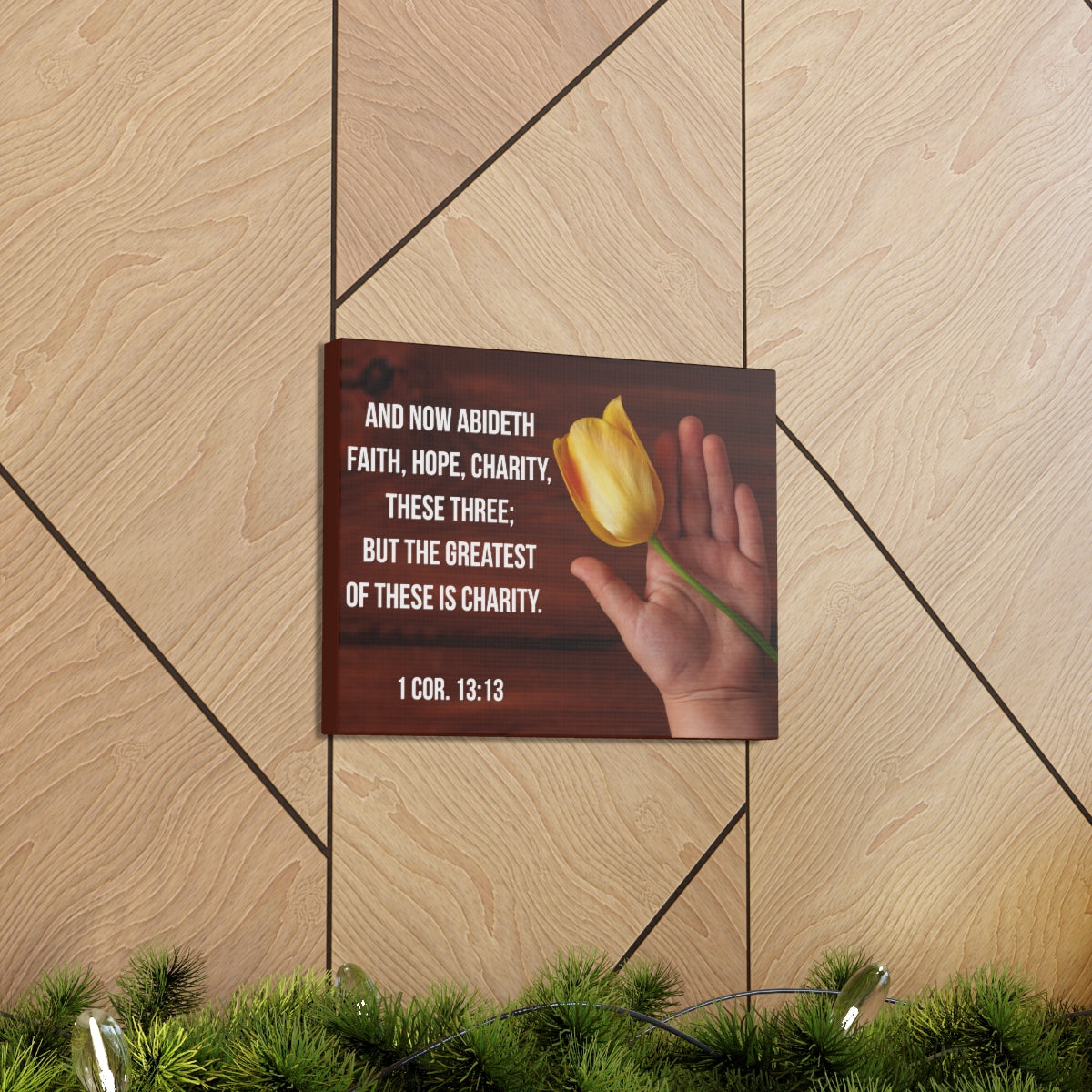 Scripture Walls Faith Hope Charity 1 Corinthians 13:13 Flower Bible Verse Canvas Christian Wall Art Bible Verse Print Ready To Hang Unframed-Express Your Love Gifts