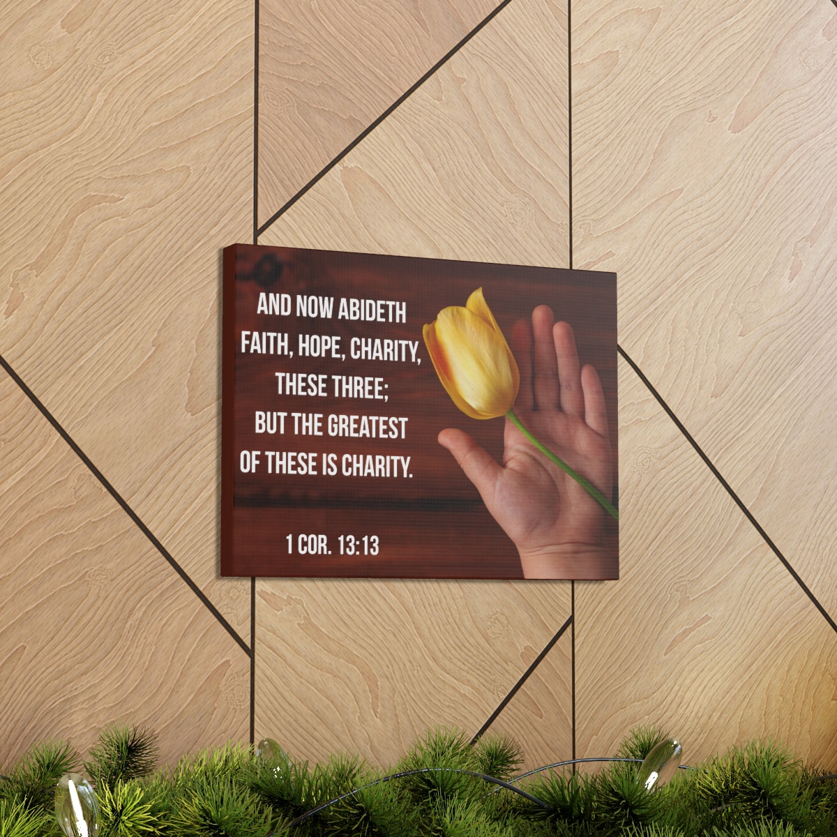 Scripture Walls Faith Hope Charity 1 Corinthians 13:13 Flower Bible Verse Canvas Christian Wall Art Bible Verse Print Ready To Hang Unframed-Express Your Love Gifts