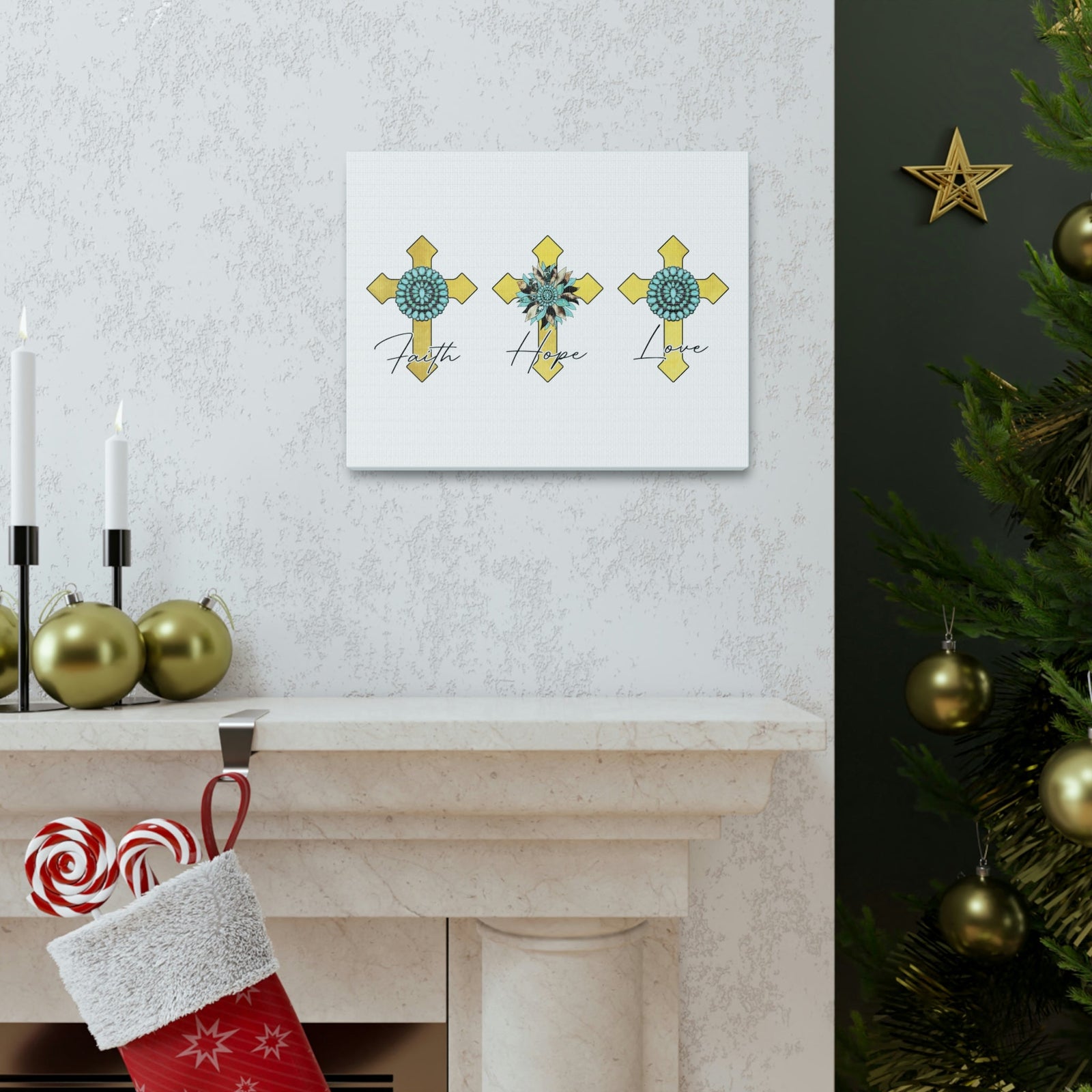 Scripture Walls Faith, Hope, Love 1 Corinthians 13:13 Crosses Christian Wall Art Bible Verse Print Ready to Hang Unframed-Express Your Love Gifts