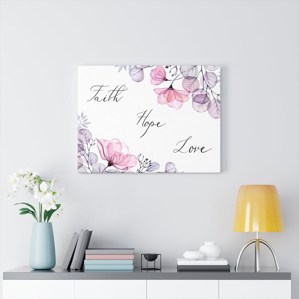 Scripture Walls Faith Hope Love Flowers Bible Verse Canvas Christian Wall Art Ready to Hang Unframed-Express Your Love Gifts