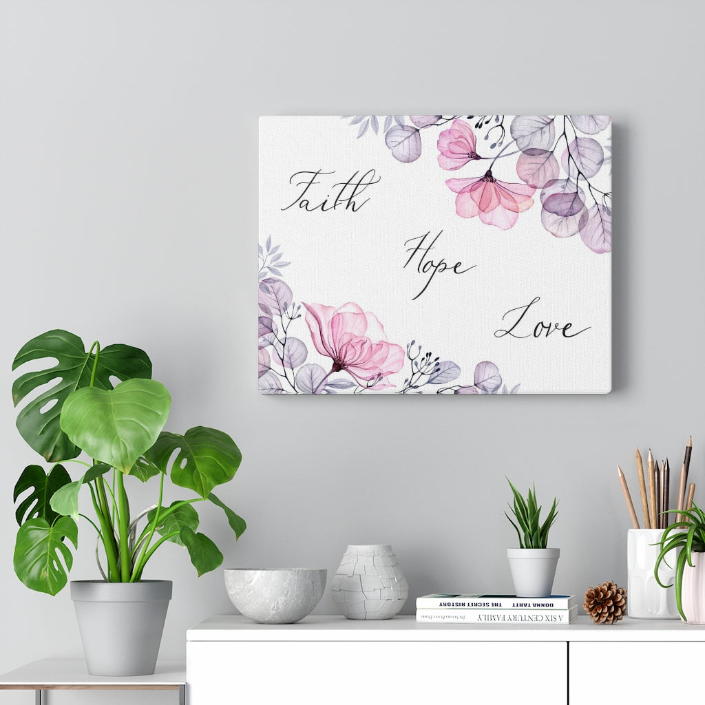 Scripture Walls Faith Hope Love Flowers Bible Verse Canvas Christian Wall Art Ready to Hang Unframed-Express Your Love Gifts