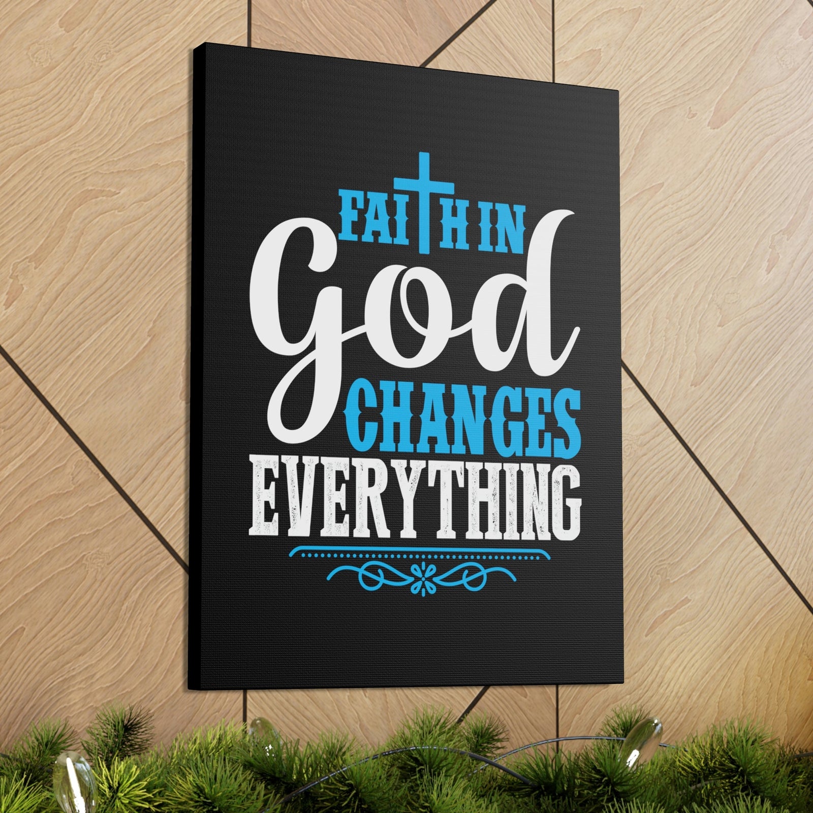 Scripture Walls Faith In God Changes Everything 2 Corinthians 5:17 Blue Christian Wall Art Bible Verse Print Ready to Hang Unframed-Express Your Love Gifts