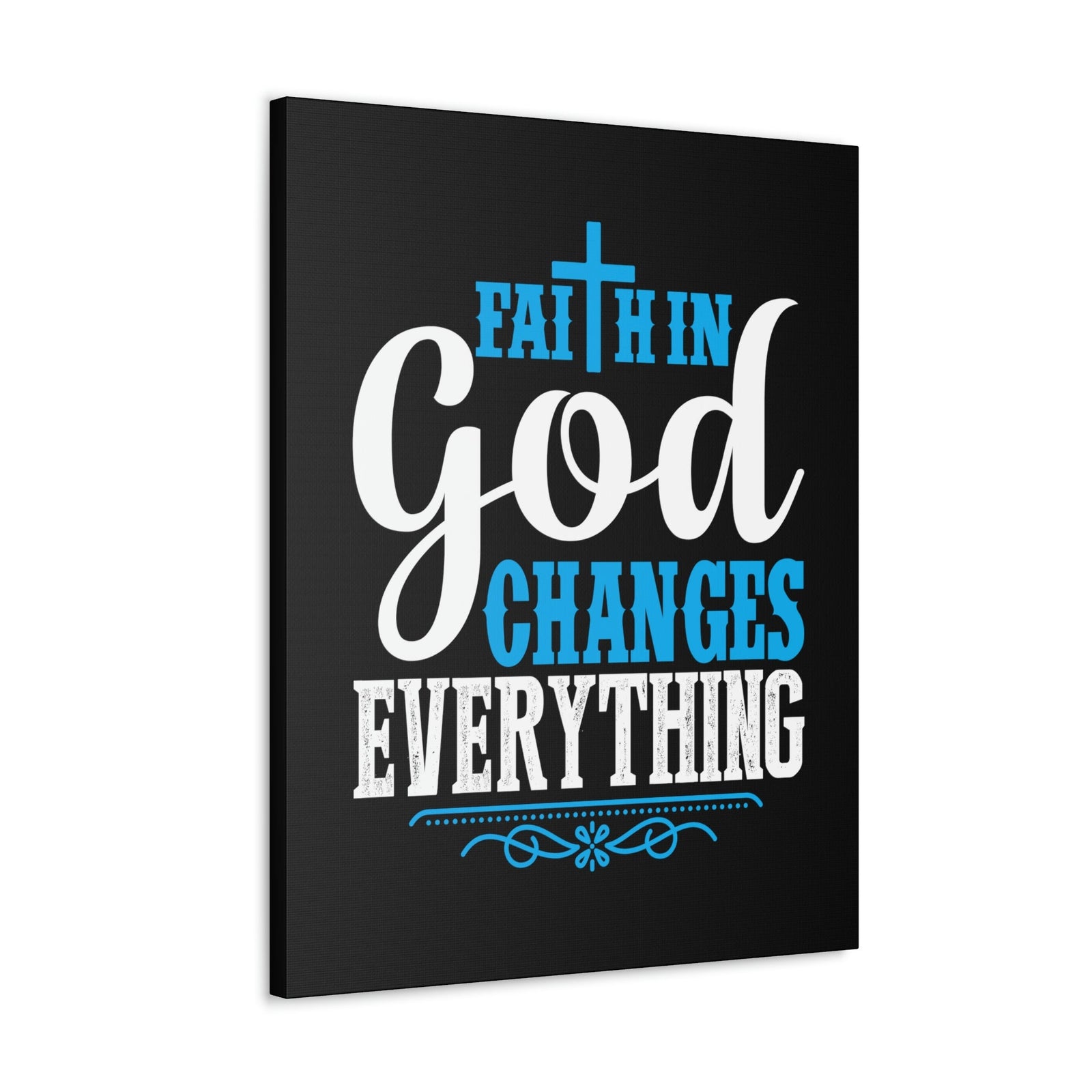Scripture Walls Faith In God Changes Everything 2 Corinthians 5:17 Blue Christian Wall Art Bible Verse Print Ready to Hang Unframed-Express Your Love Gifts