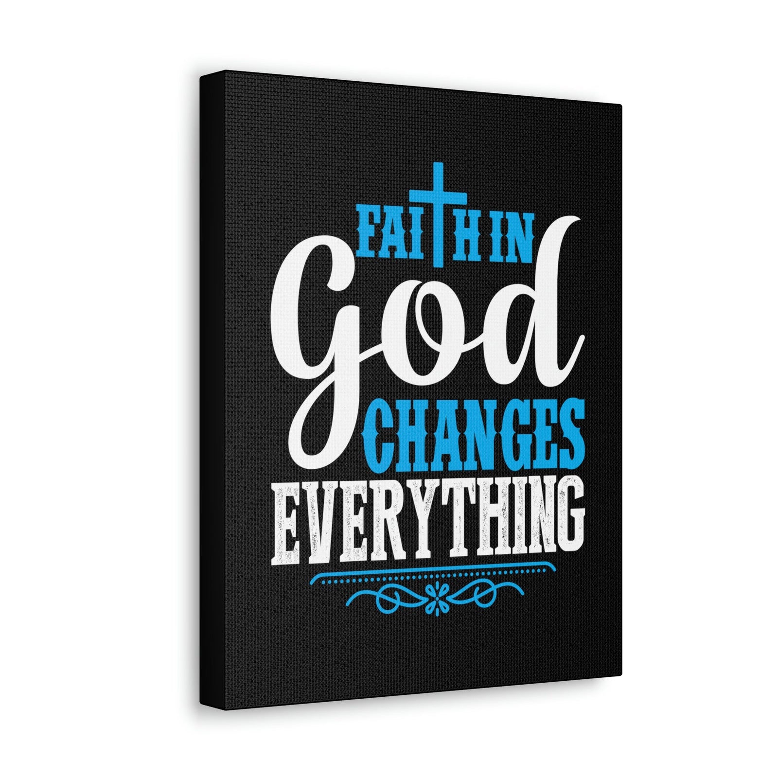 Scripture Walls Faith In God Changes Everything 2 Corinthians 5:17 Blue Christian Wall Art Bible Verse Print Ready to Hang Unframed-Express Your Love Gifts