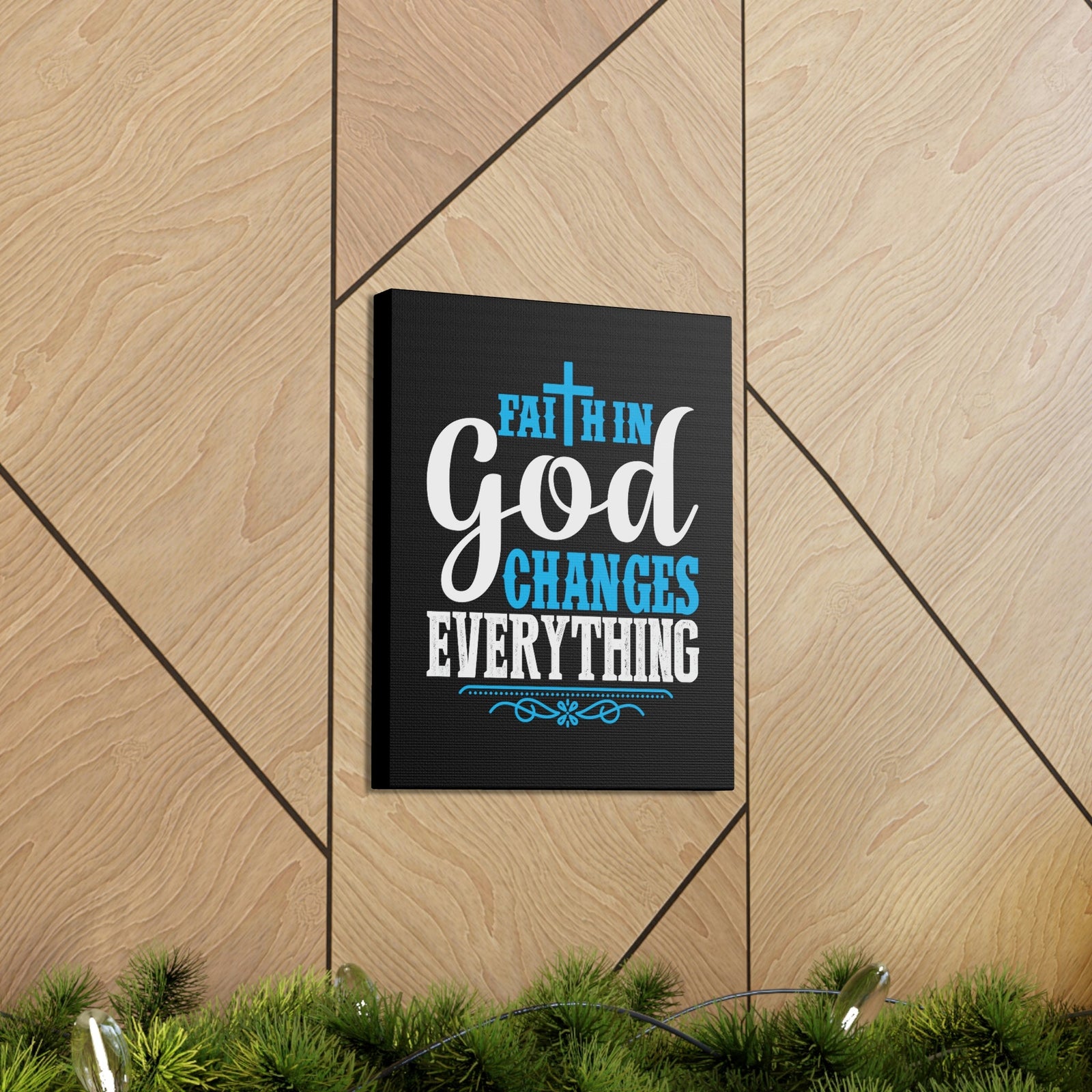 Scripture Walls Faith In God Changes Everything 2 Corinthians 5:17 Blue Christian Wall Art Bible Verse Print Ready to Hang Unframed-Express Your Love Gifts