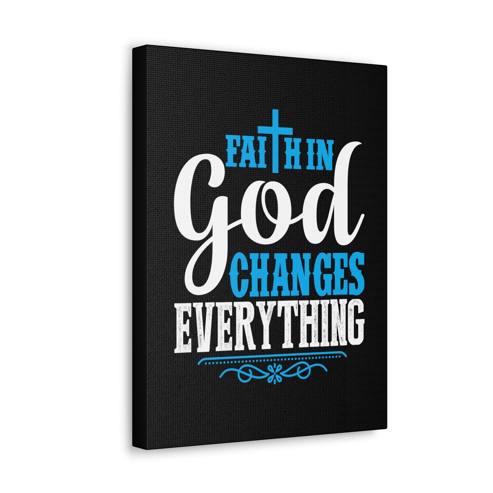 Scripture Walls Faith In God Changes Everything 2 Corinthians 5:17 Blue Christian Wall Art Bible Verse Print Ready to Hang Unframed-Express Your Love Gifts