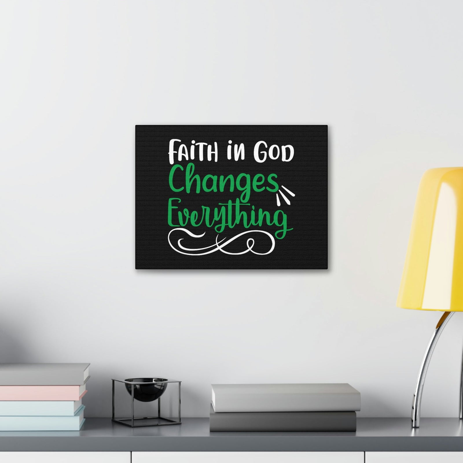 Scripture Walls Faith In God Changes Everything 2 Corinthians 5:17 Green Christian Wall Art Bible Verse Print Ready to Hang Unframed-Express Your Love Gifts
