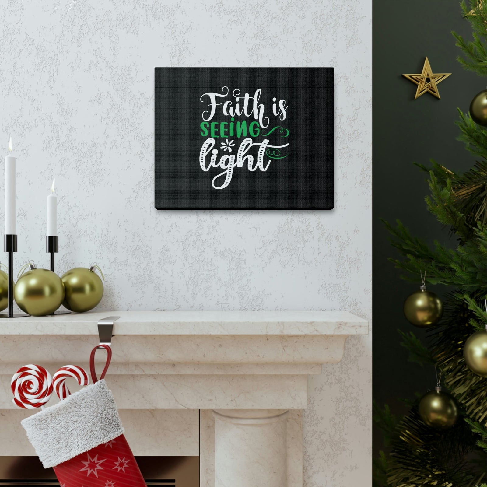 Scripture Walls Faith Is Seeing Light John 8:12 Green Christian Wall Art Bible Verse Print Ready to Hang Unframed-Express Your Love Gifts