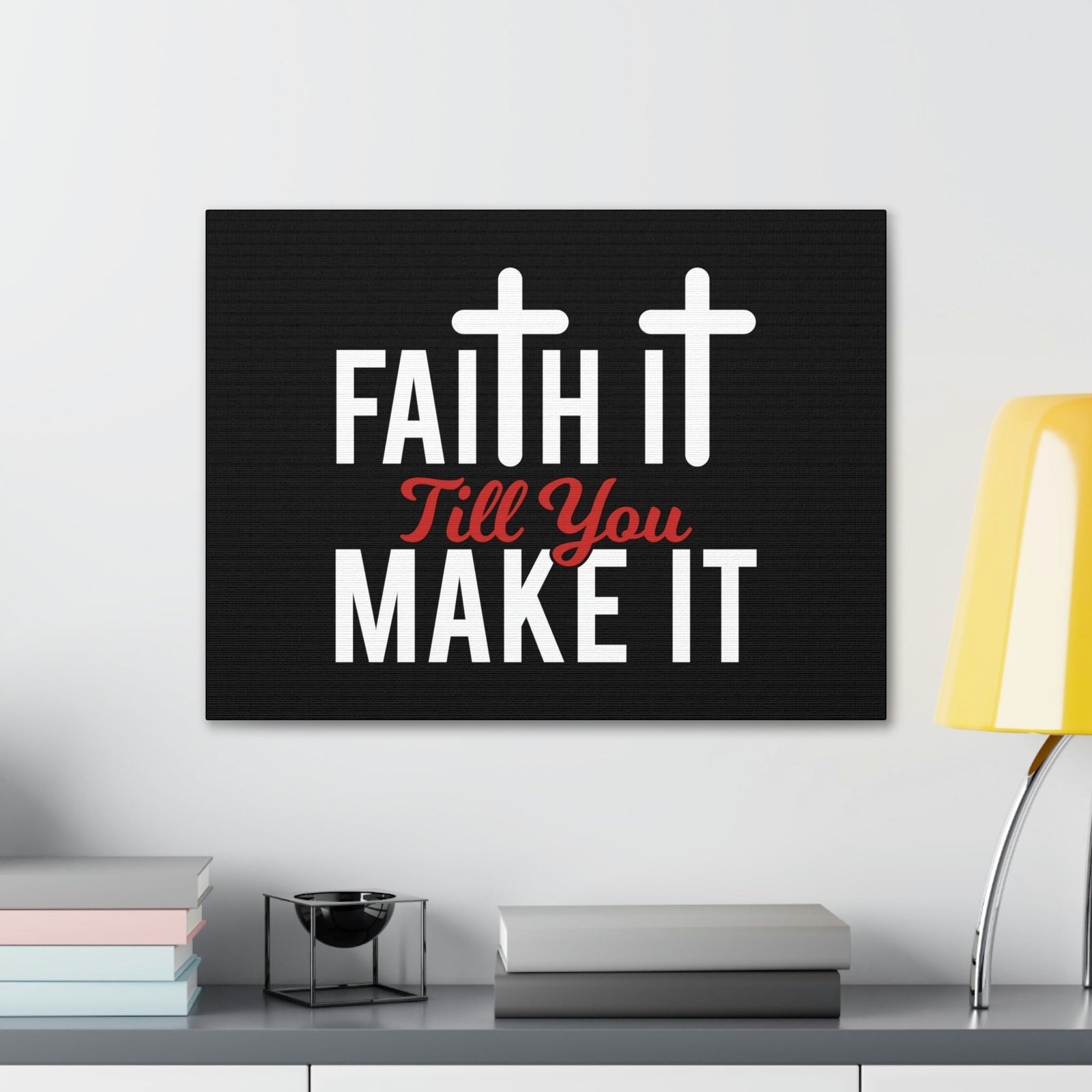 Scripture Walls Faith It Till You Make It Hebrews 11:1 Red Christian Wall Art Bible Verse Print Ready to Hang Unframed-Express Your Love Gifts
