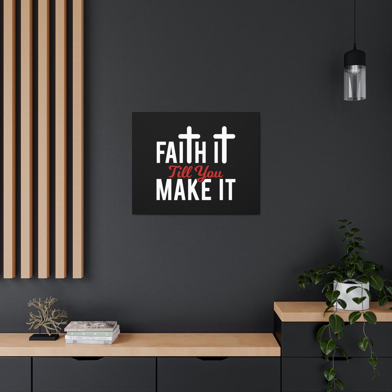 Scripture Walls Faith It Till You Make It Hebrews 11:1 Red Christian Wall Art Bible Verse Print Ready to Hang Unframed-Express Your Love Gifts