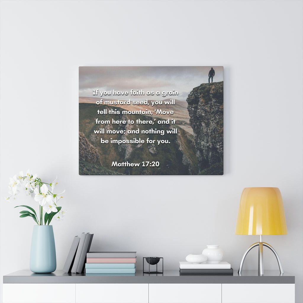Scripture Walls Faith Matthew 17:20 Bible Verse Canvas Christian Wall Art Ready to Hang Unframed-Express Your Love Gifts
