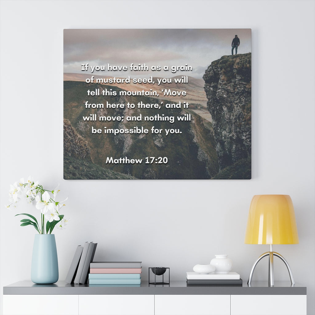Scripture Walls Faith Matthew 17:20 Bible Verse Canvas Christian Wall Art Ready to Hang Unframed-Express Your Love Gifts