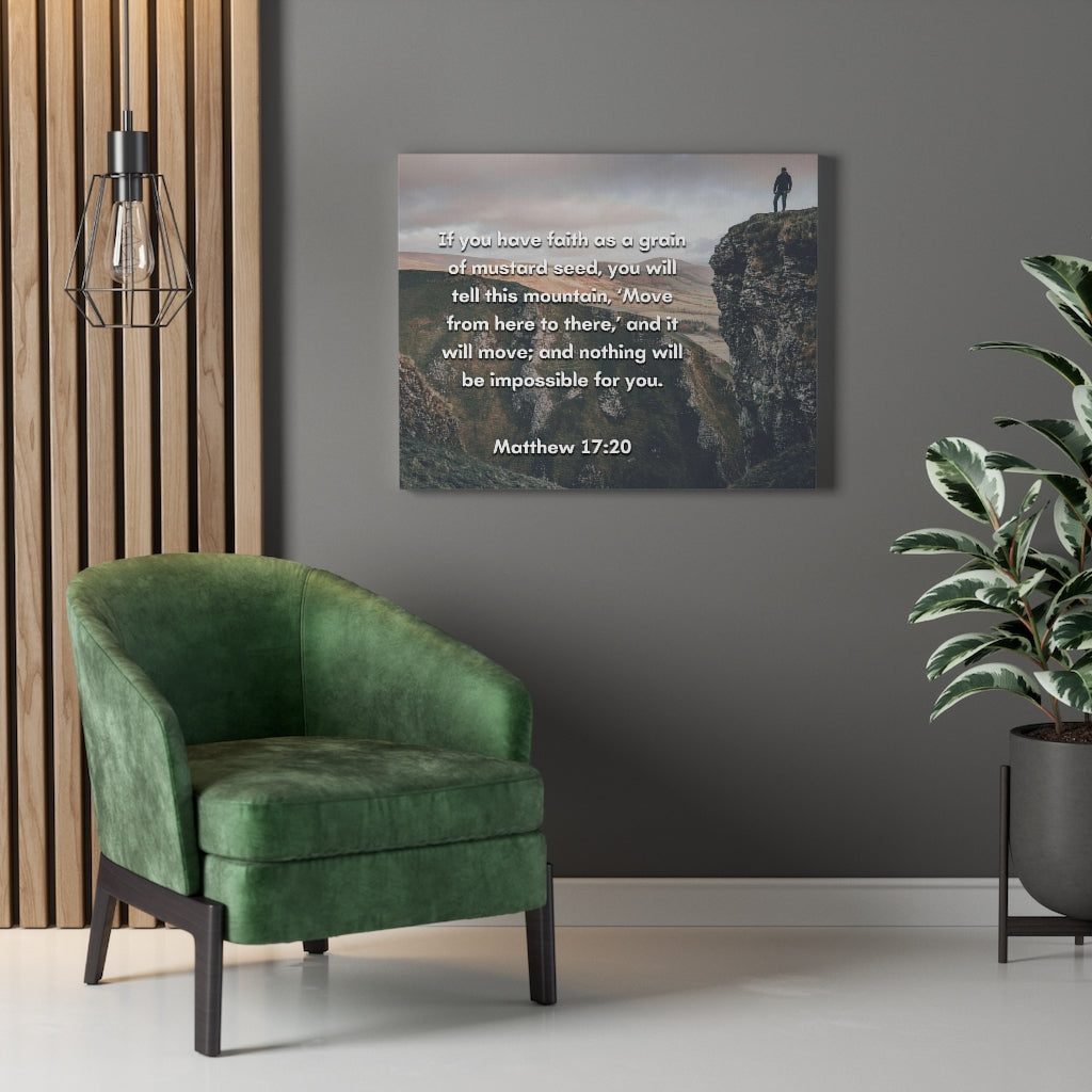Scripture Walls Faith Matthew 17:20 Bible Verse Canvas Christian Wall Art Ready to Hang Unframed-Express Your Love Gifts