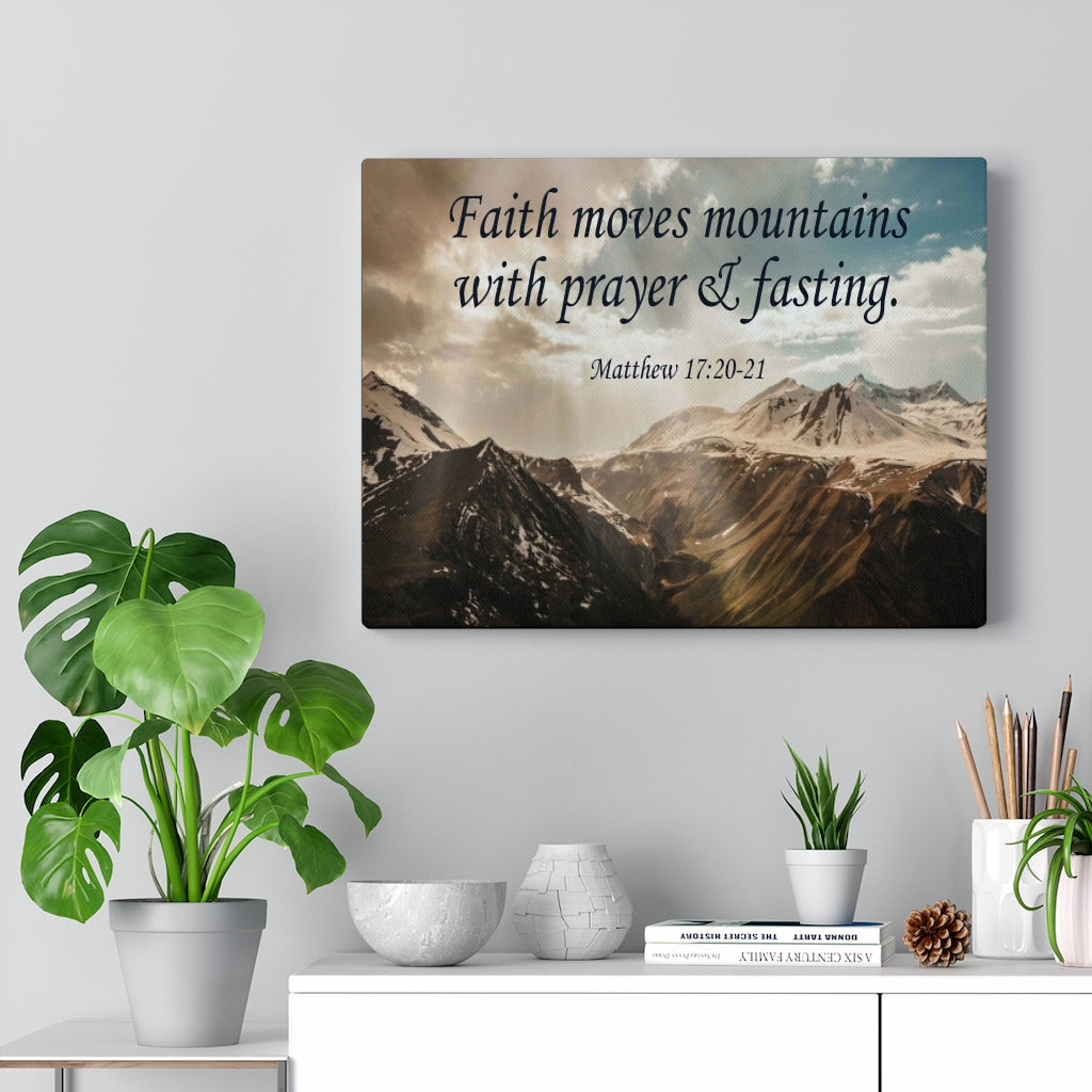 Scripture Walls Faith Moves Mountains Matthew 17:20-21 Bible Verse Canvas Christian Wall Art Ready to Hang Unframed-Express Your Love Gifts