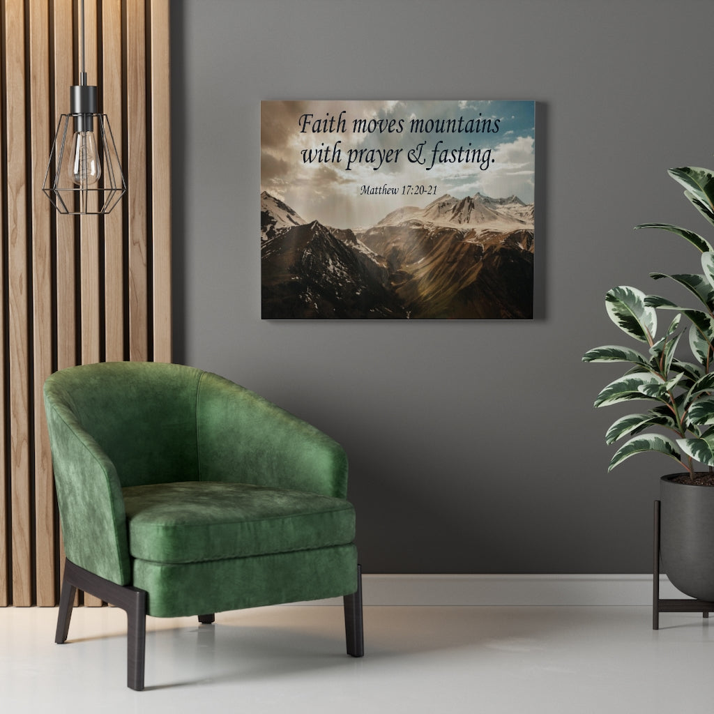 Scripture Walls Faith Moves Mountains Matthew 17:20-21 Bible Verse Canvas Christian Wall Art Ready to Hang Unframed-Express Your Love Gifts