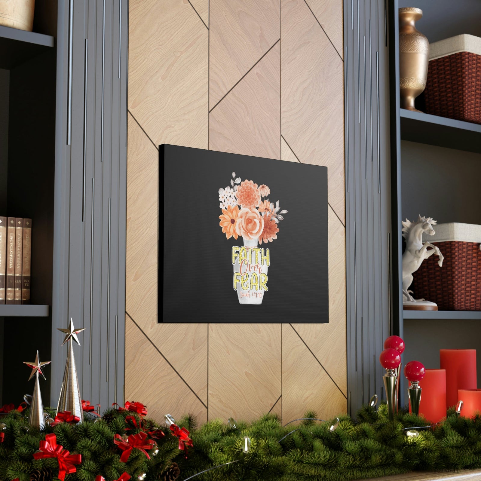 Scripture Walls Faith Over Fear Deuteronomy 31:6 Flower Base Christian Wall Art Bible Verse Print Ready to Hang Unframed-Express Your Love Gifts