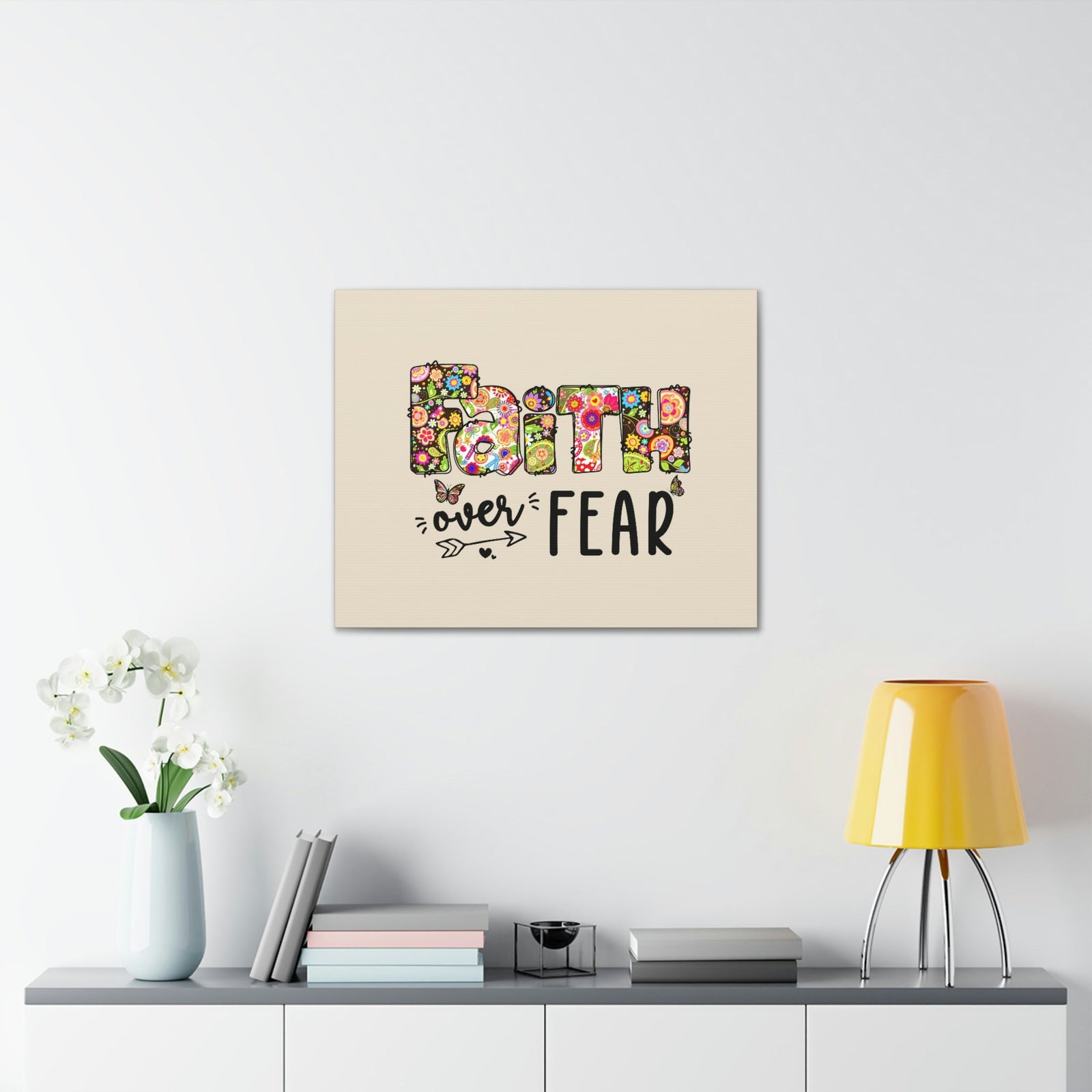 Scripture Walls Faith Over Fear Floral Lamentations 3:57 Bible Verse Canvas Christian Wall Art Ready to Hang Unframed-Express Your Love Gifts