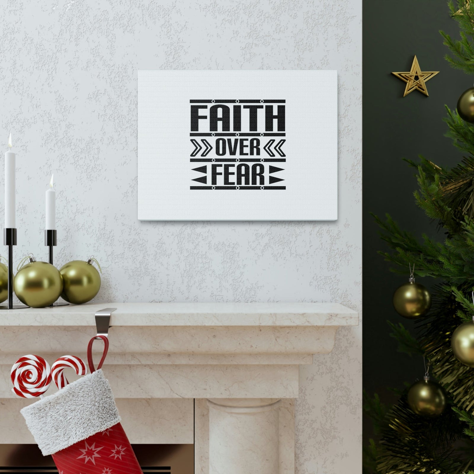 Scripture Walls Faith Over Fear Mark 4:40 Arrow White Christian Wall Art Bible Verse Print Ready to Hang Unframed-Express Your Love Gifts