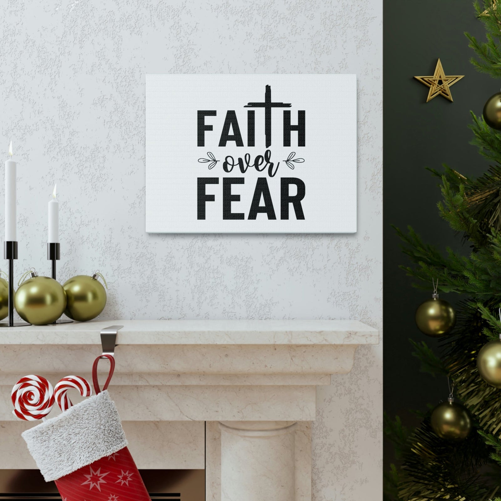 Scripture Walls Faith Over Fear Mark 4:40 Cross Christian Wall Art Bible Verse Print Ready to Hang Unframed-Express Your Love Gifts