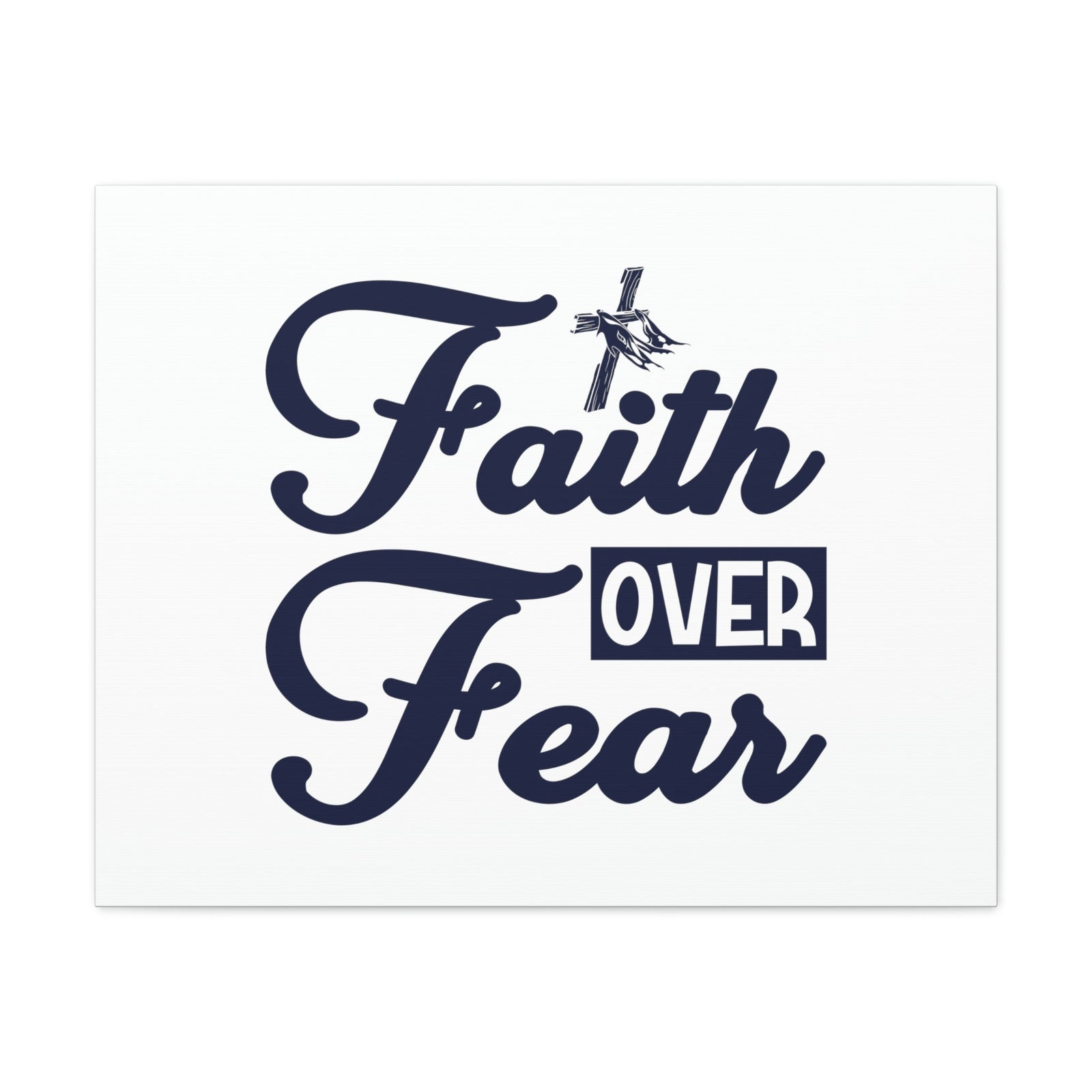 Scripture Walls Faith Over Fear Mark 4:40 Cross W/ Cloth Christian Wall Art Bible Verse Print Ready to Hang Unframed-Express Your Love Gifts