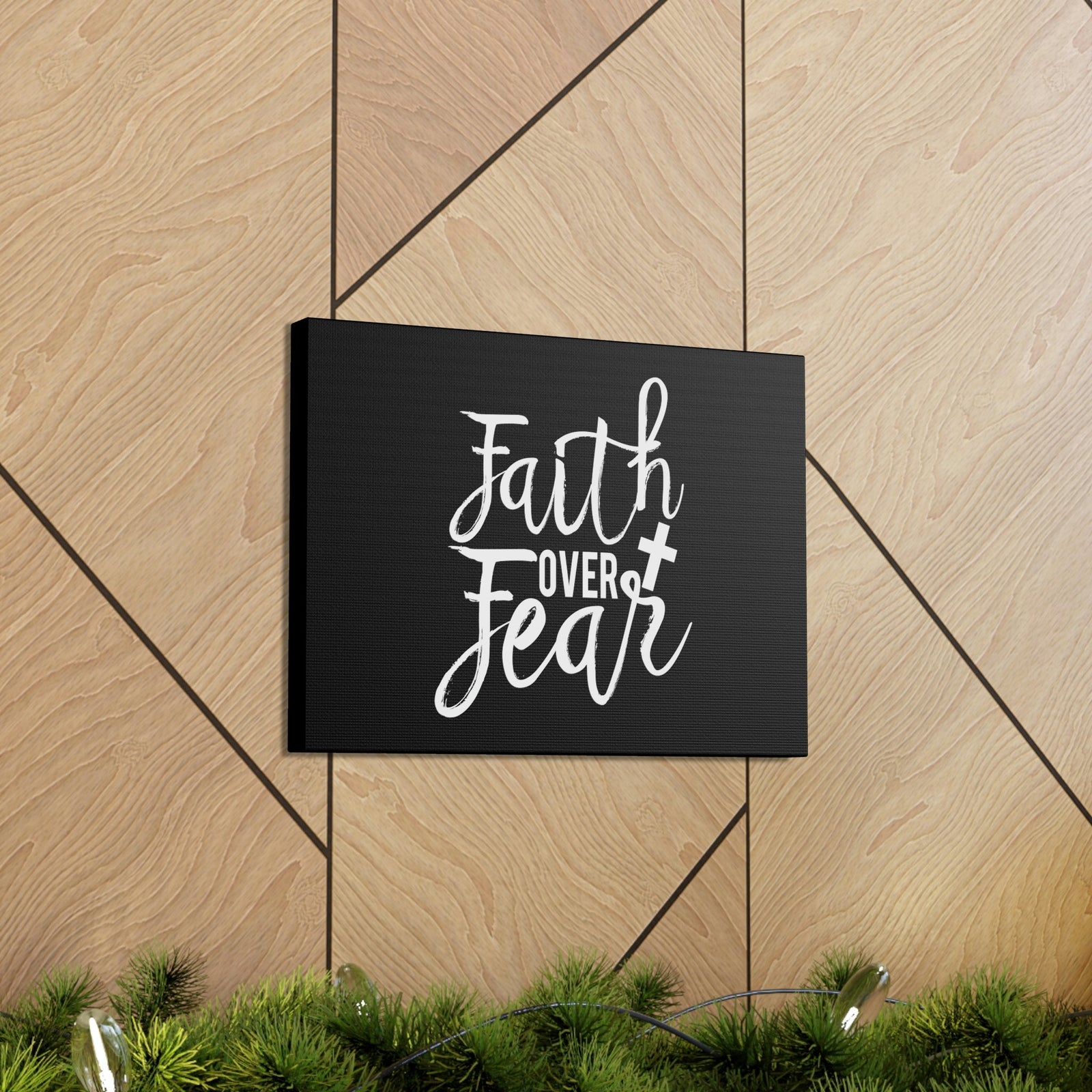Scripture Walls Faith Over Fear Mark 4:40 Cursive Christian Wall Art Bible Verse Print Ready to Hang Unframed-Express Your Love Gifts