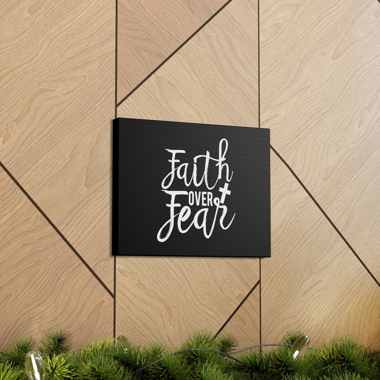 Scripture Walls Faith Over Fear Mark 4:40 Cursive Christian Wall Art Bible Verse Print Ready to Hang Unframed-Express Your Love Gifts