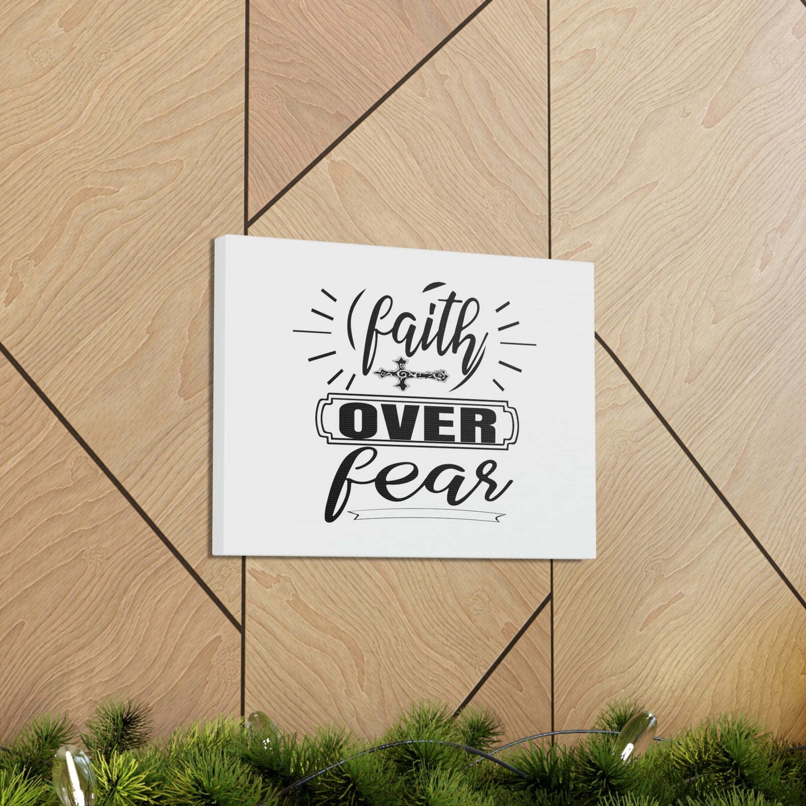 Scripture Walls Faith Over Fear Mark 4:40 Side Cross Christian Wall Art Bible Verse Print Ready to Hang Unframed-Express Your Love Gifts