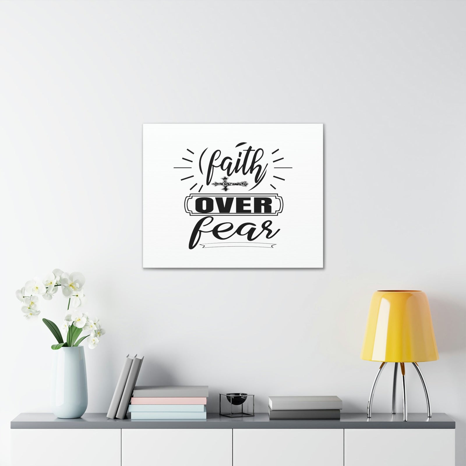 Scripture Walls Faith Over Fear Mark 4:40 Side Cross Christian Wall Art Bible Verse Print Ready to Hang Unframed-Express Your Love Gifts