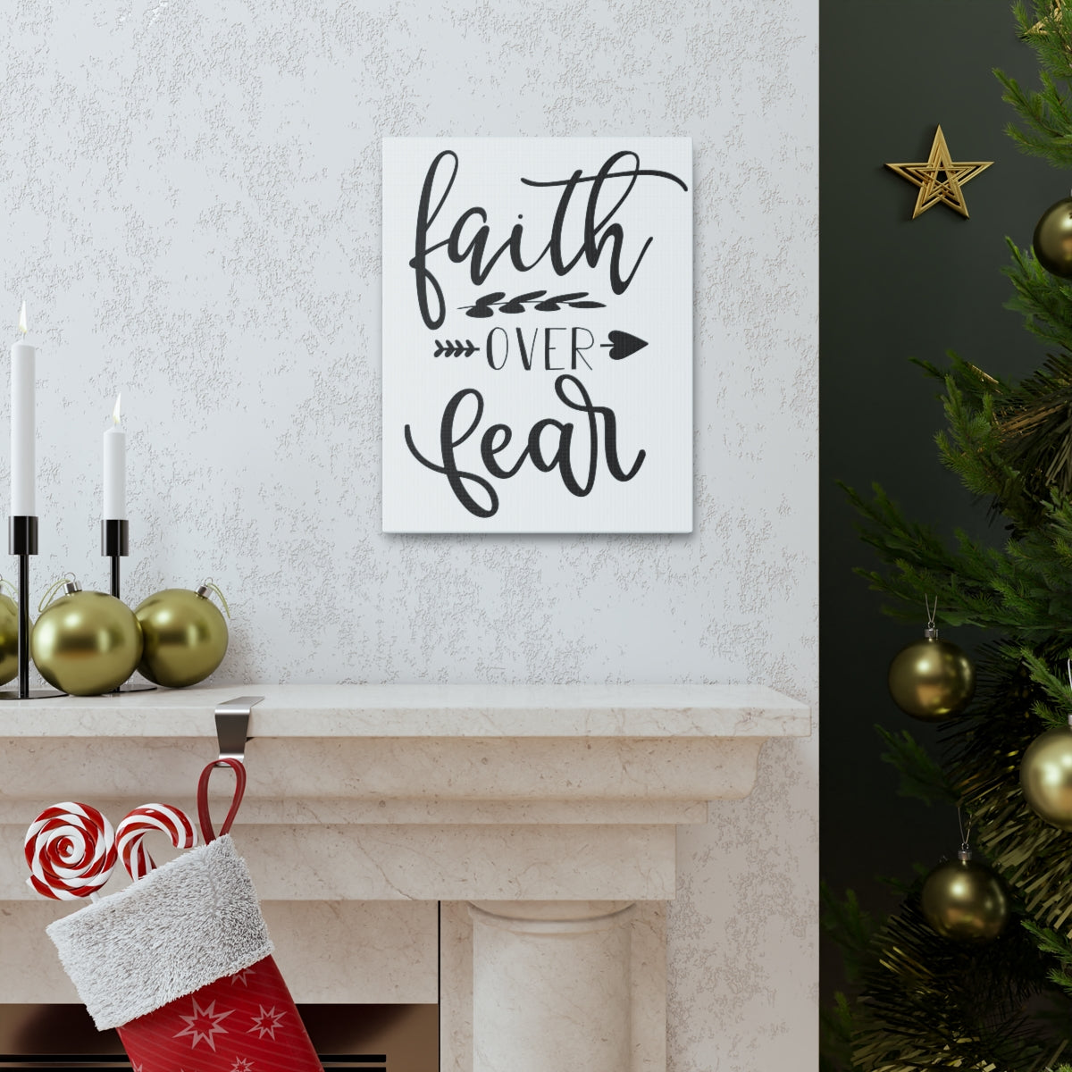 Scripture Walls Faith Over Fear Psalm 23:4 Christian Wall Art Print Ready to Hang Unframed-Express Your Love Gifts