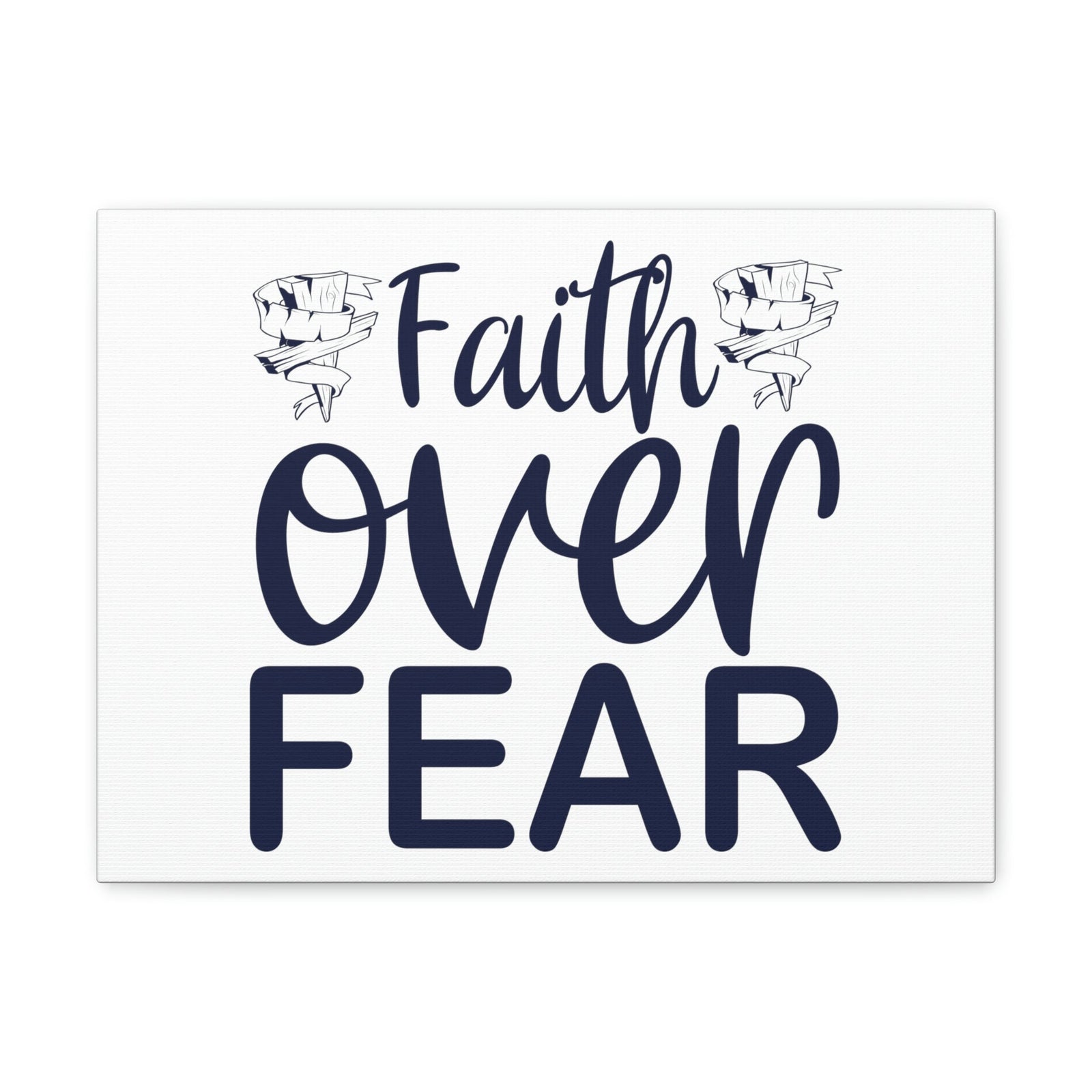 Scripture Walls Faith Over Fear Psalm 34:4 Wood Cross Christian Wall Art Print Ready to Hang Unframed-Express Your Love Gifts