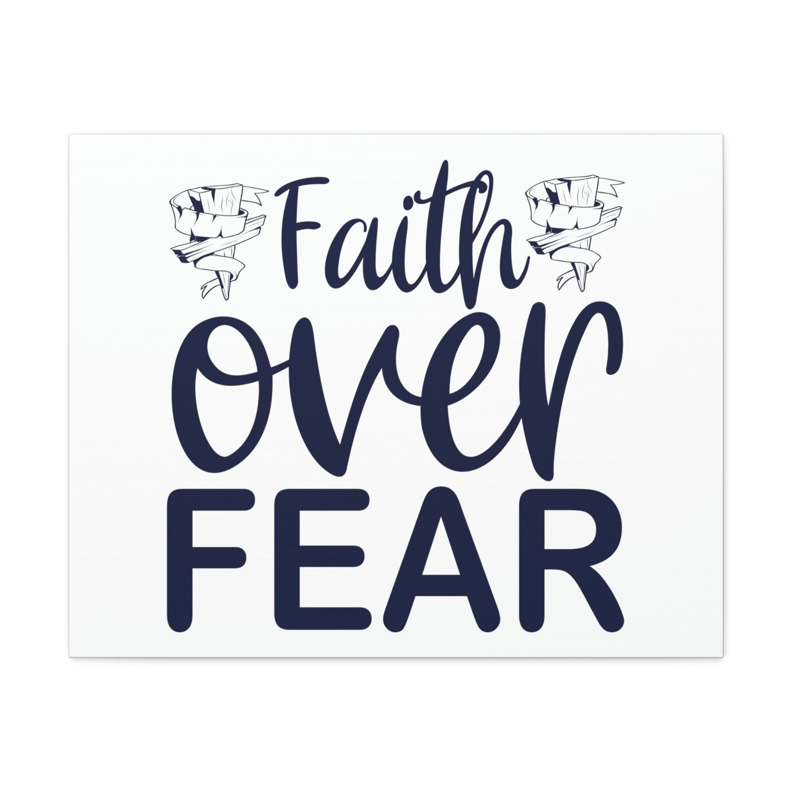 Scripture Walls Faith Over Fear Psalm 34:4 Wood Cross Christian Wall Art Print Ready to Hang Unframed-Express Your Love Gifts